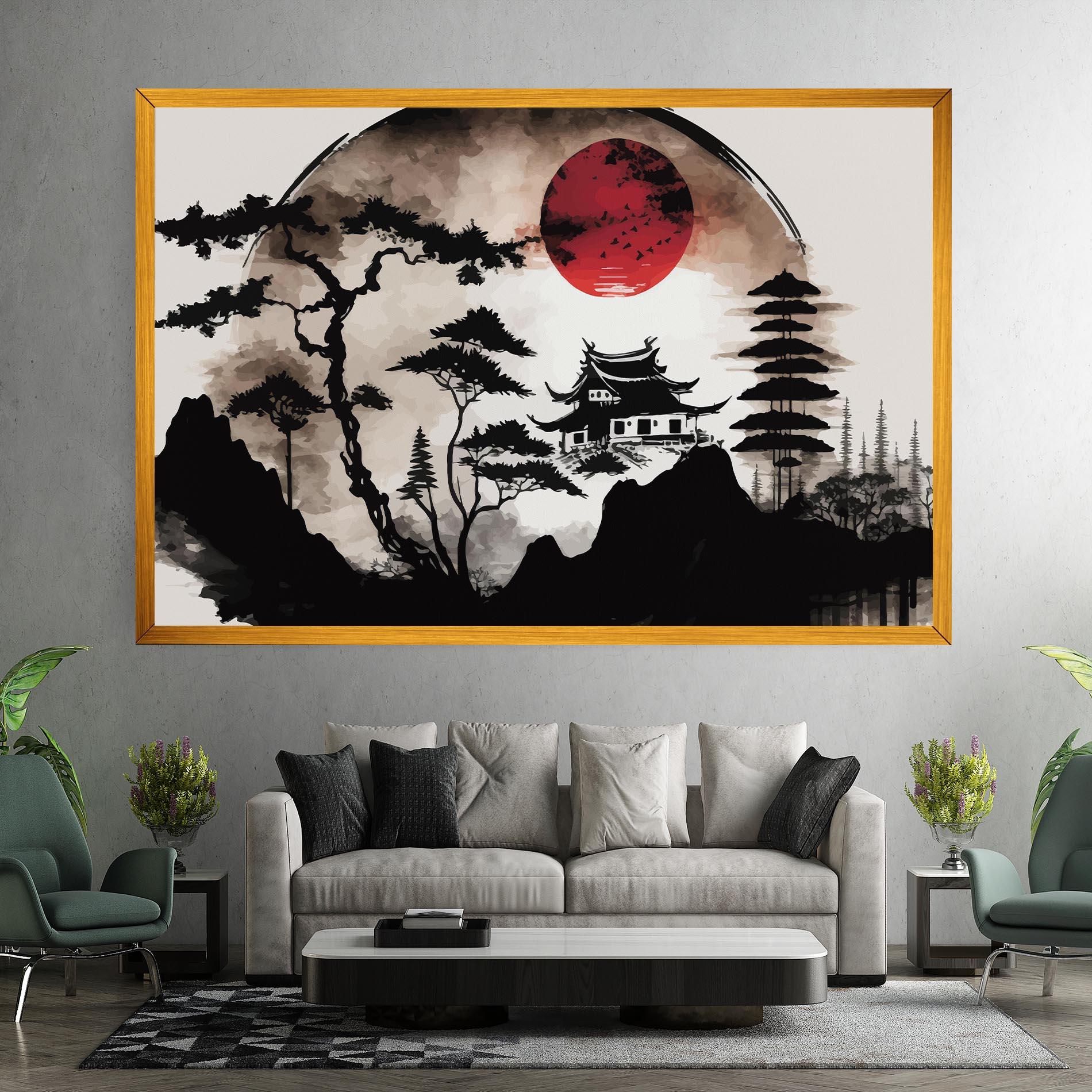 Tablou Canvas Asian Red Moon mockup 7