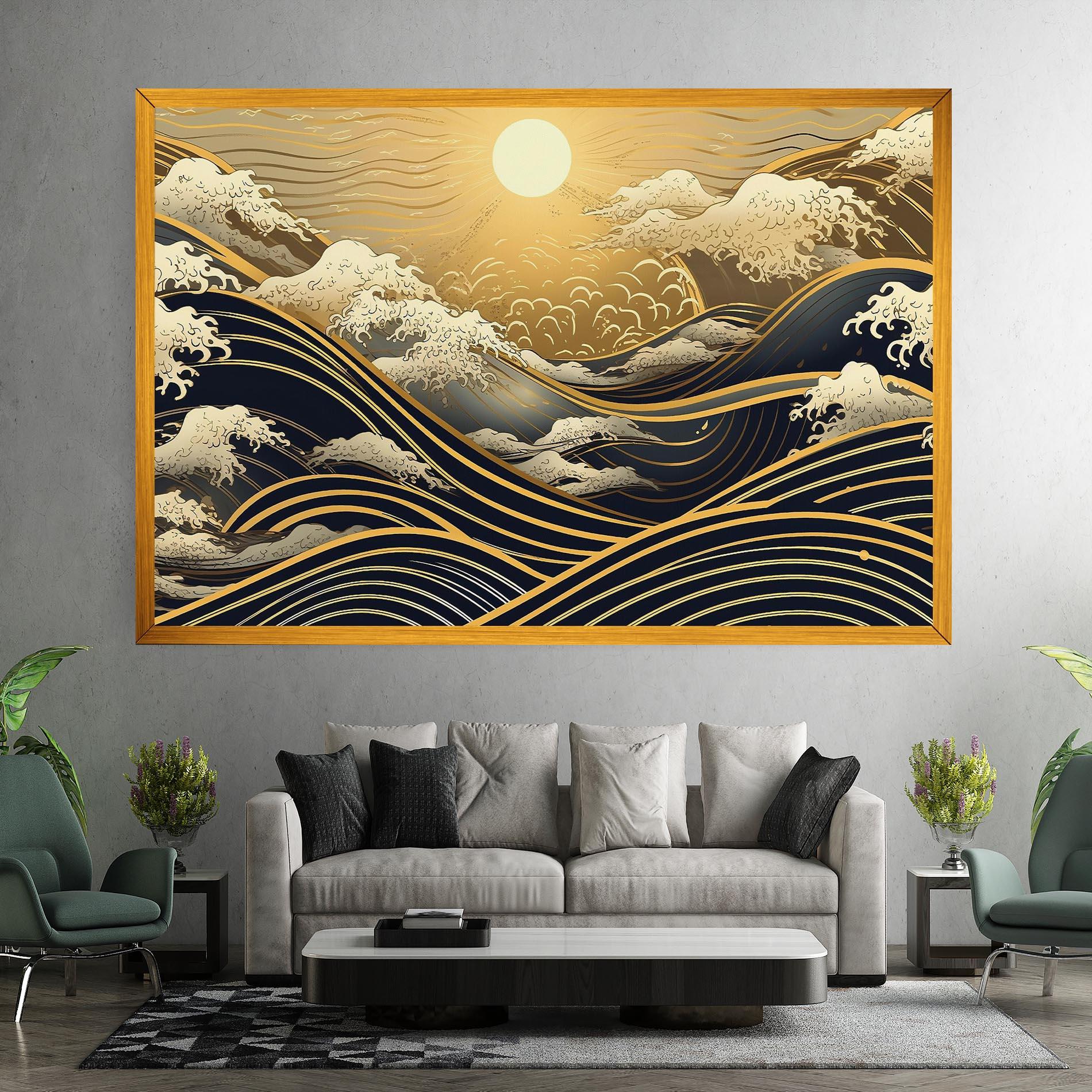 Tablou Canvas Gold Waves Landscape mockup 7