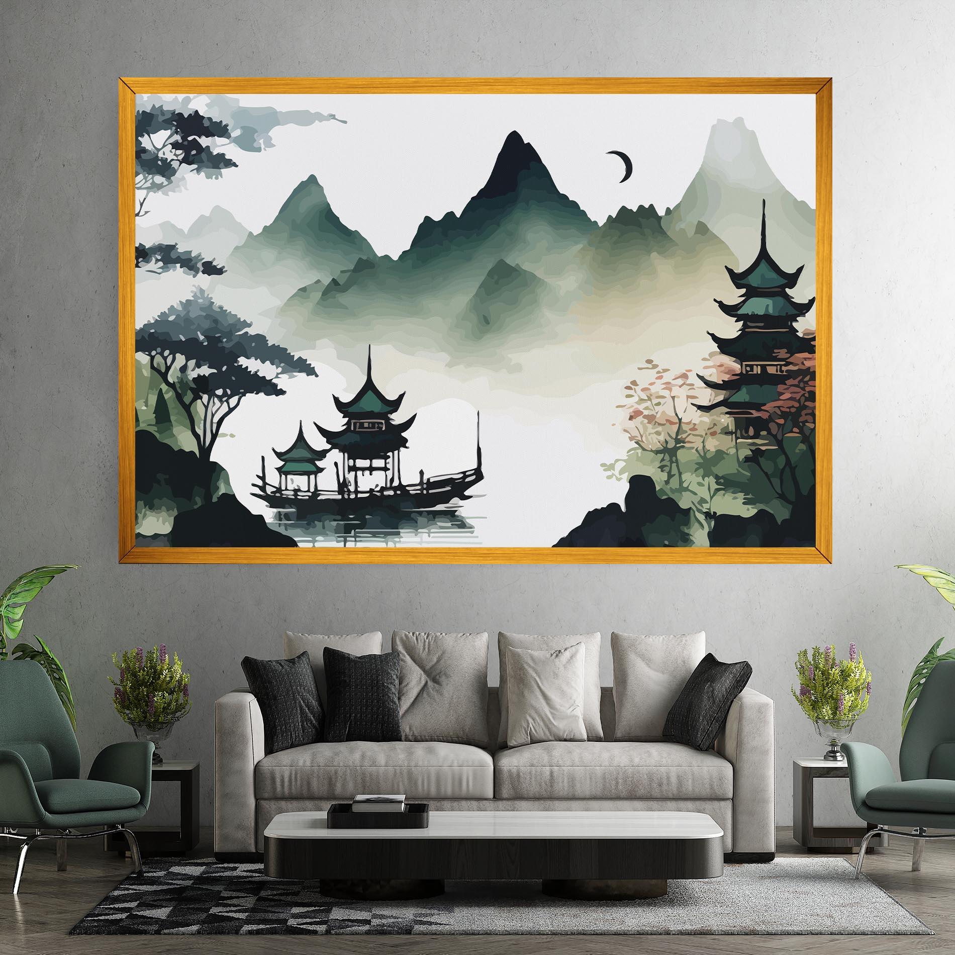 Tablou Canvas Green Mountain Moon mockup 7