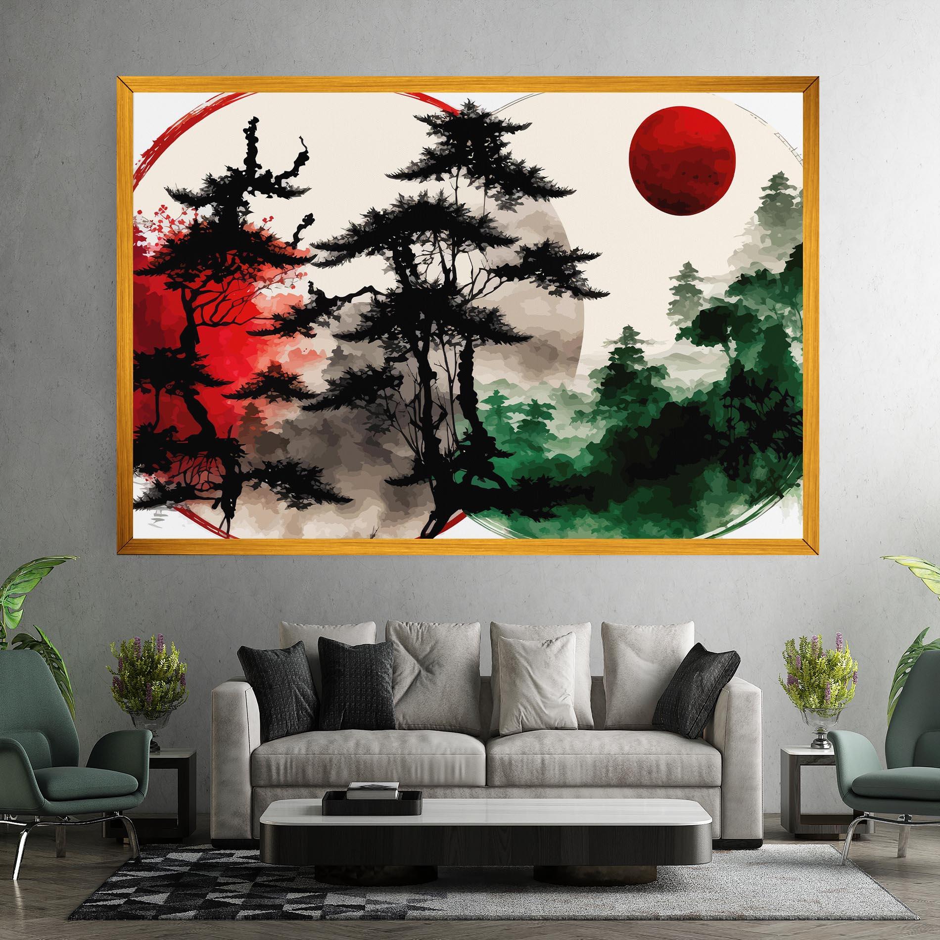 Tablou Canvas Green Red Tree Art mockup 7