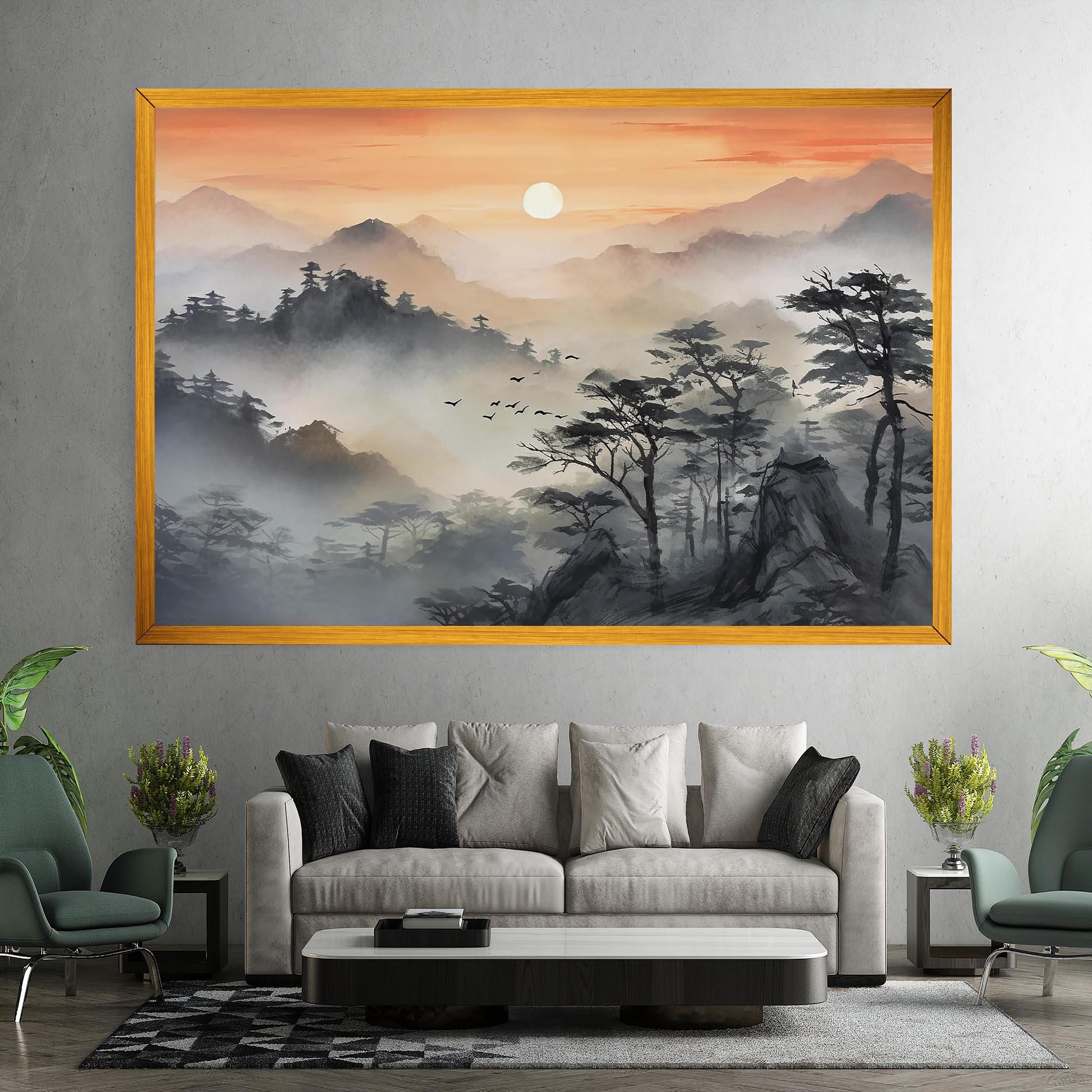 Tablou Canvas Sunset Fog mockup 7