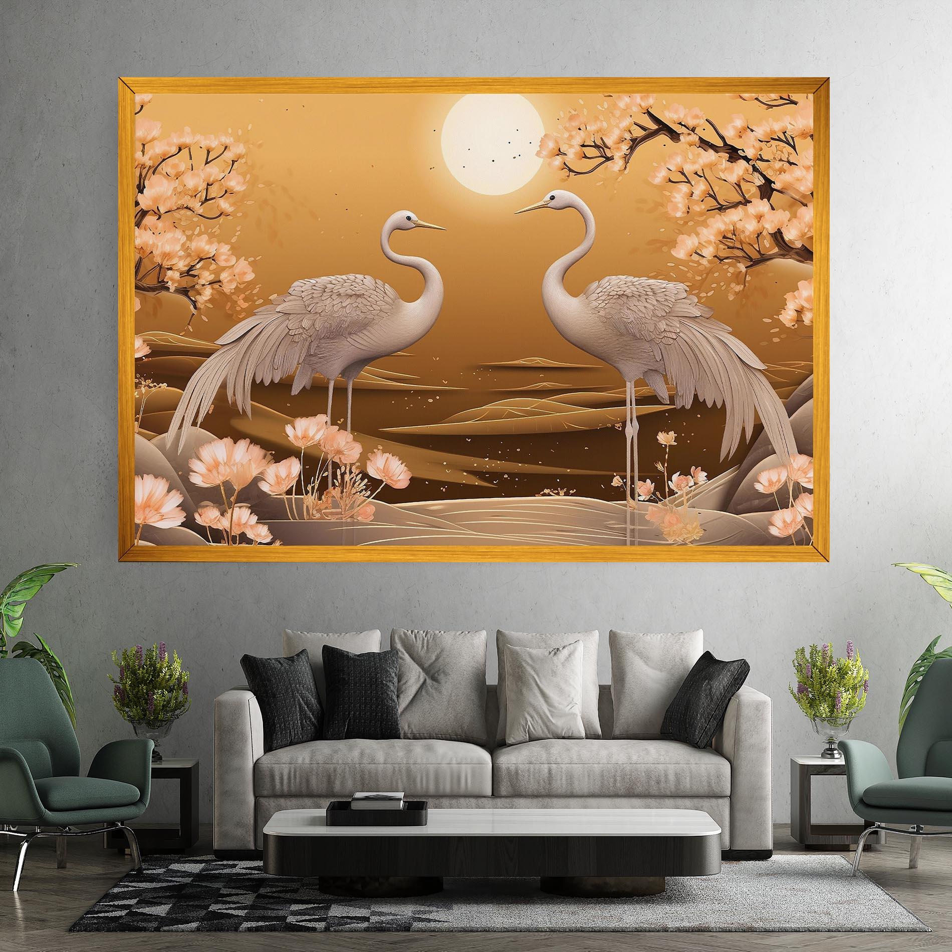 Tablou Canvas White Chinese Birds mockup 7