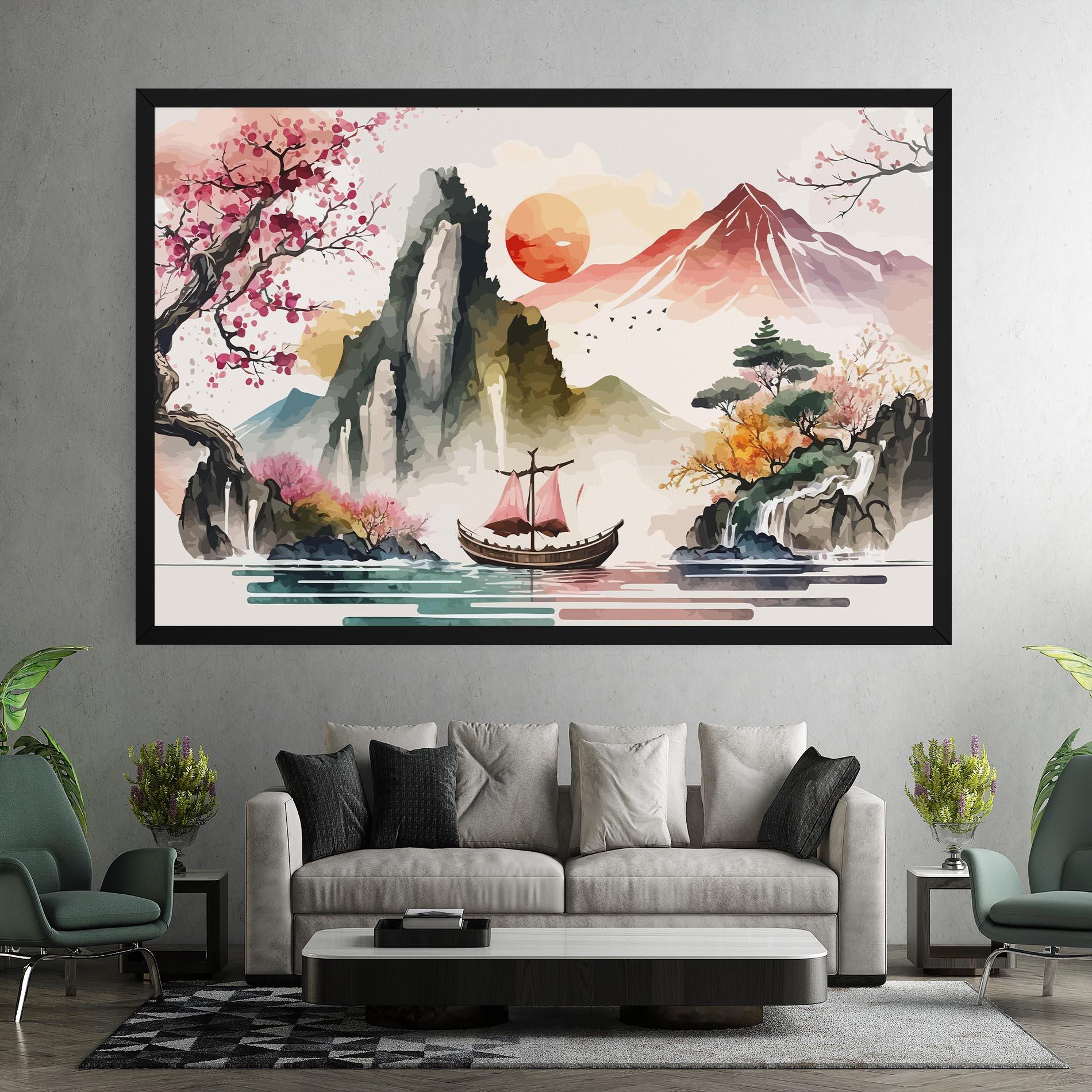 Tablou Canvas Asian Orange Sunset mockup 7
