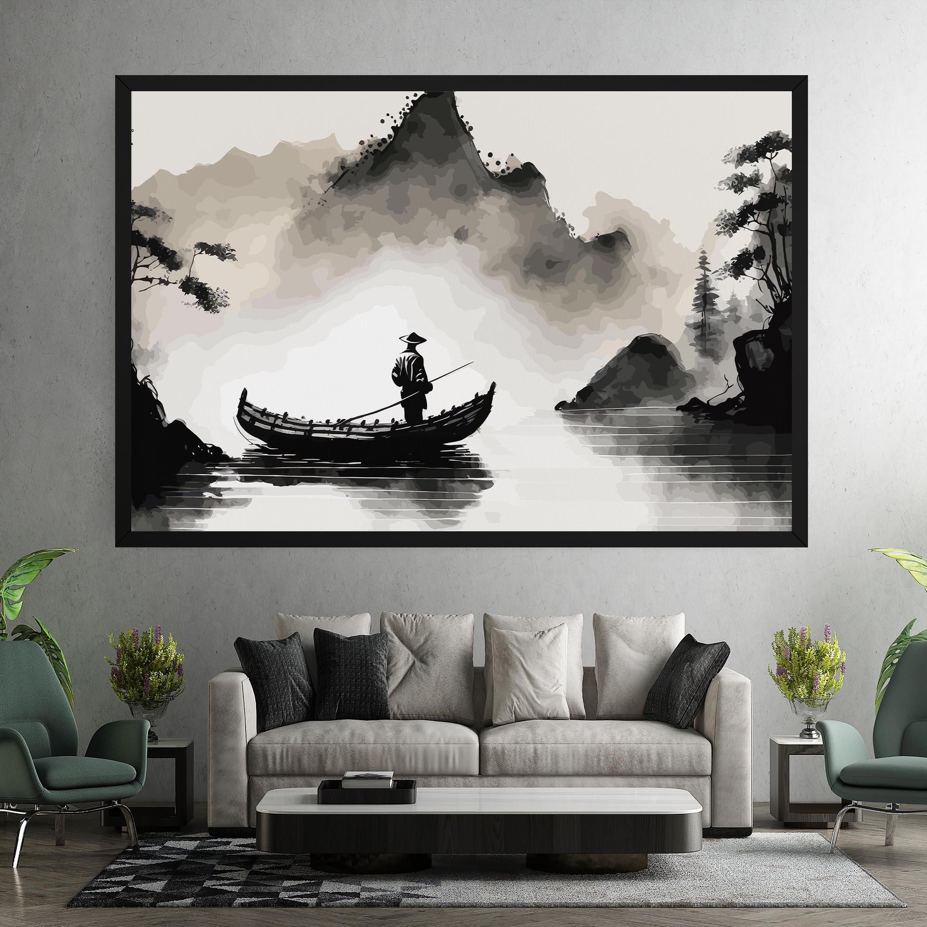 Tablou Canvas Black Ink Boat mockup 7