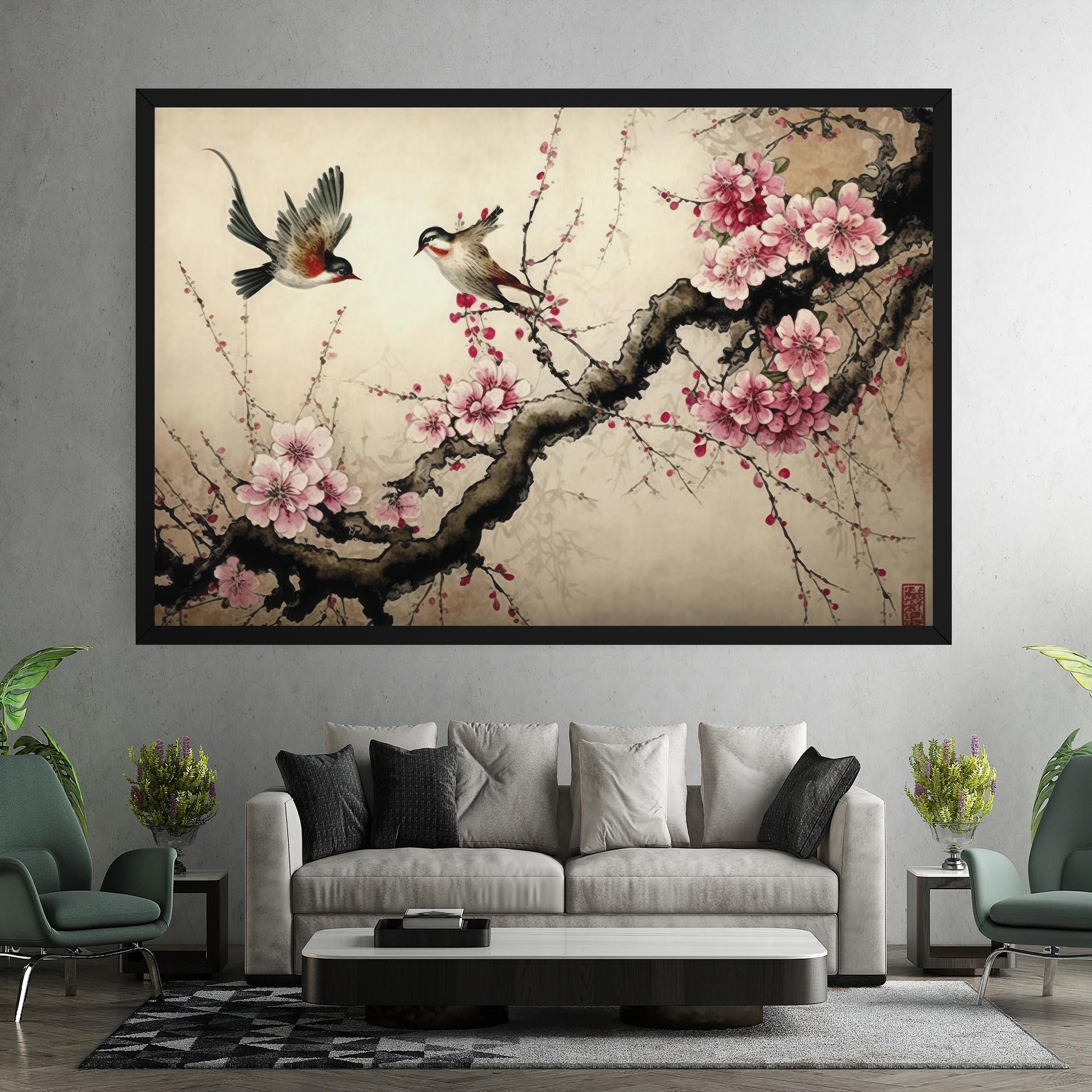 Tablou Canvas Cherry Blossom Birds mockup 7