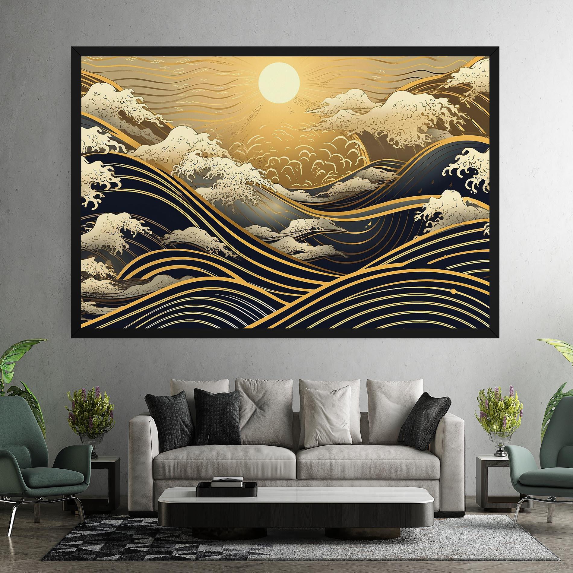 Tablou Canvas Gold Waves Landscape mockup 7