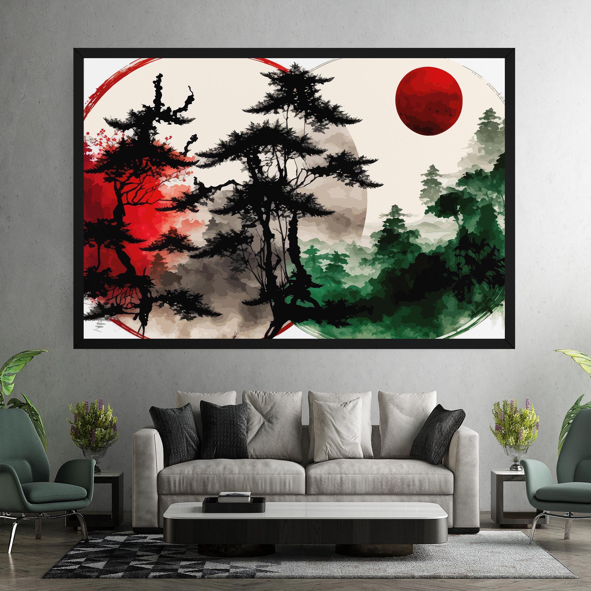 Tablou Canvas Green Red Tree Art mockup 7