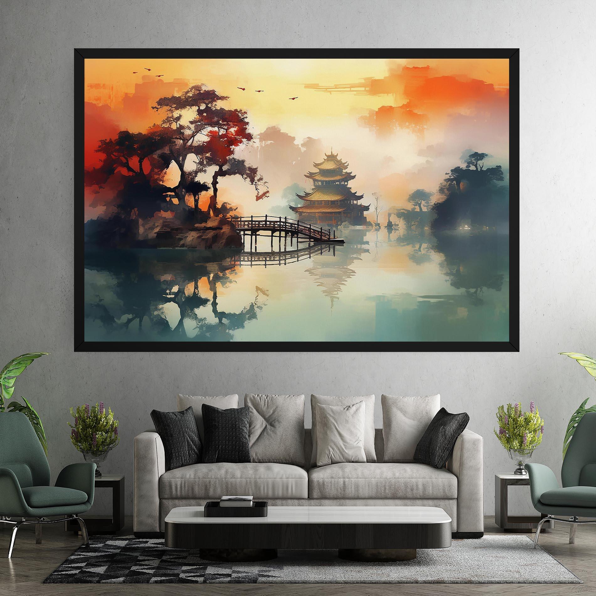 Tablou Canvas Sunset Fog Water mockup 7