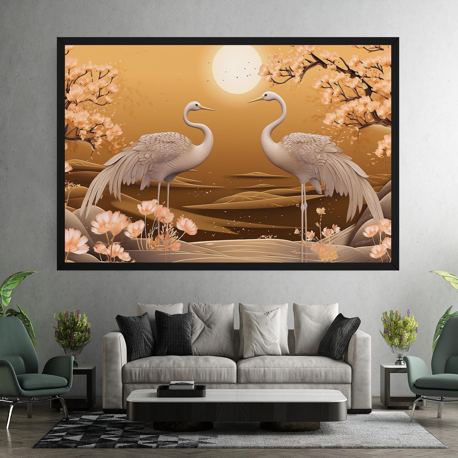 Tablou Canvas White Chinese Birds mockup 7