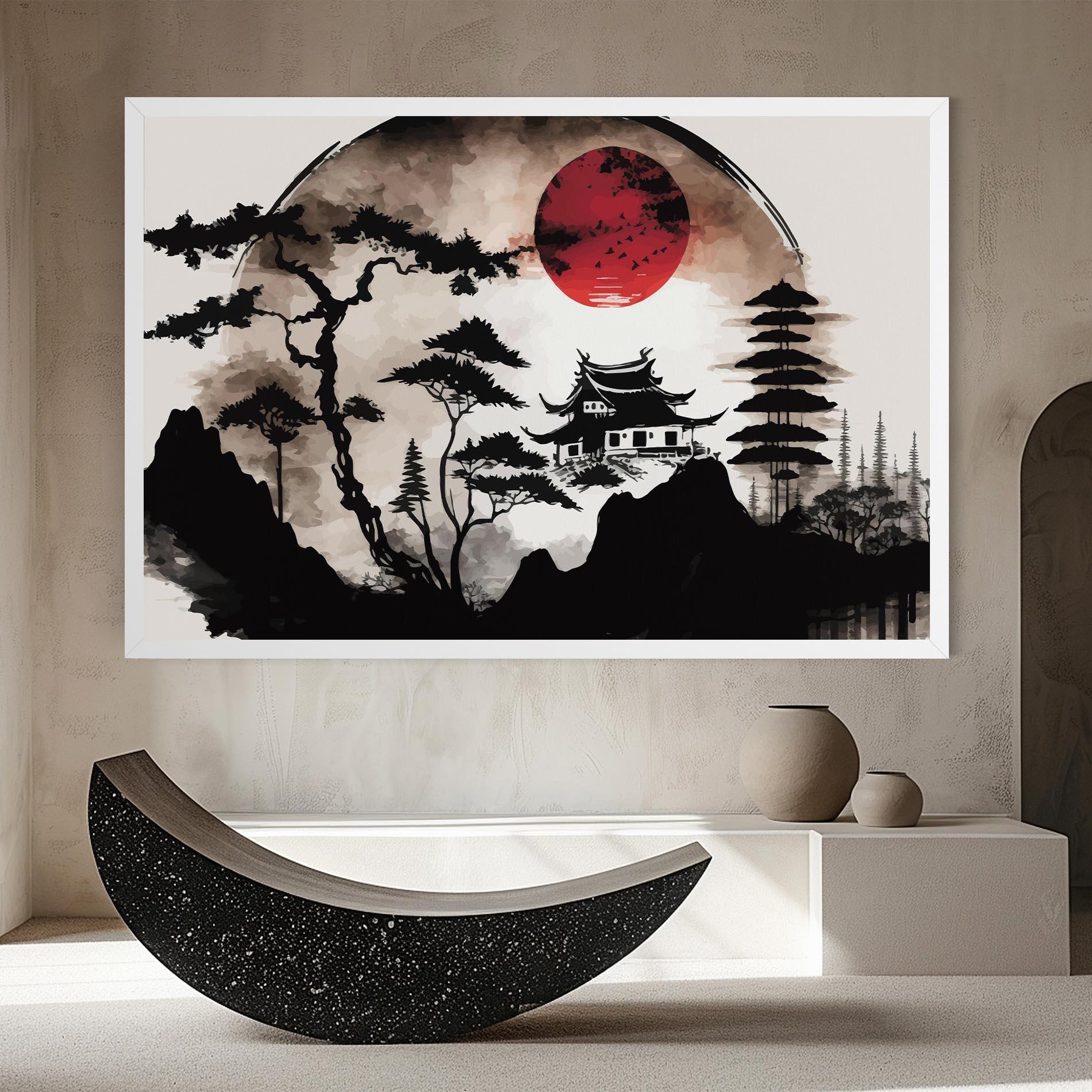 Tablou Canvas Asian Red Moon mockup 8