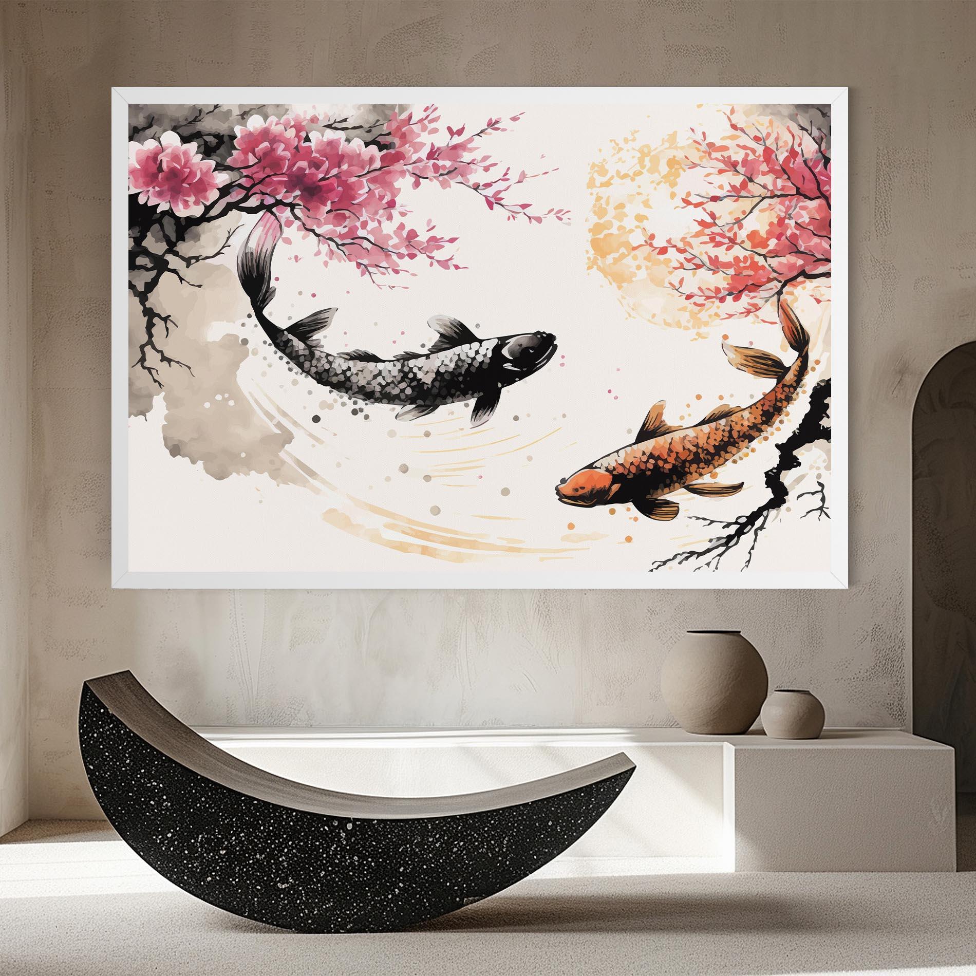 Tablou Canvas Asiatic Flower Fish mockup 8