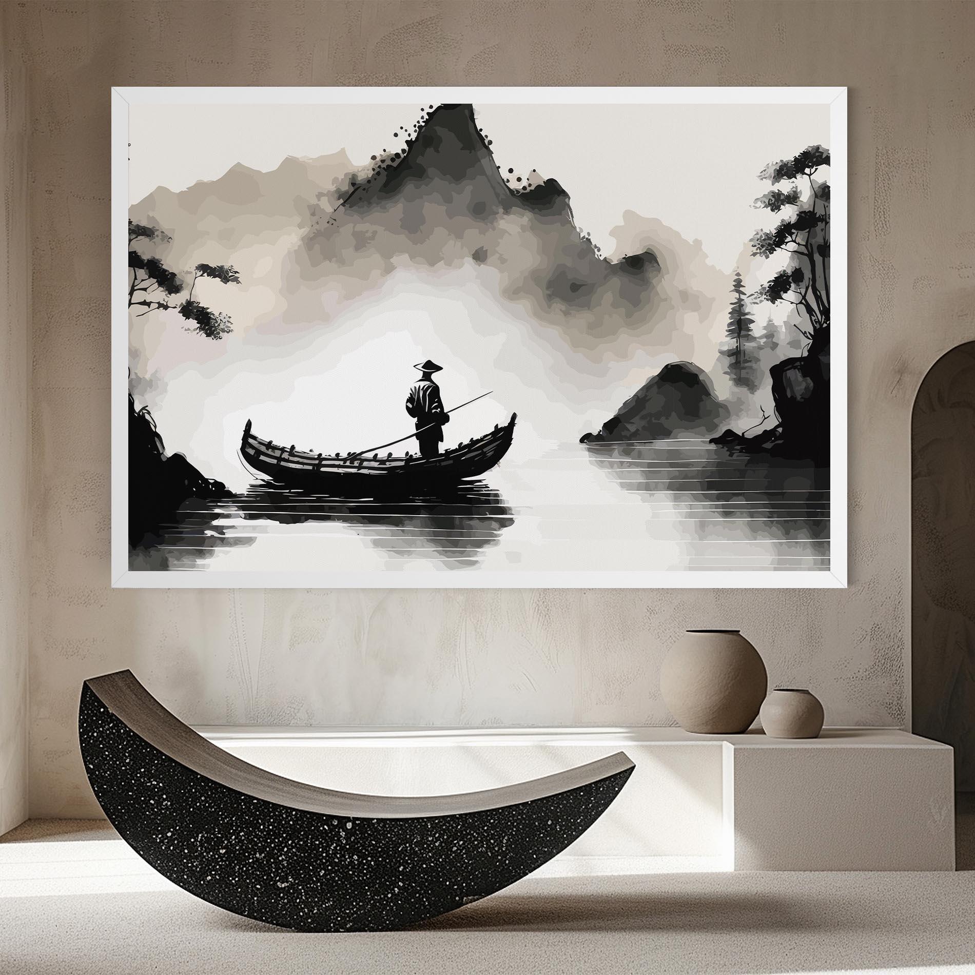 Tablou Canvas Black Ink Boat mockup 8