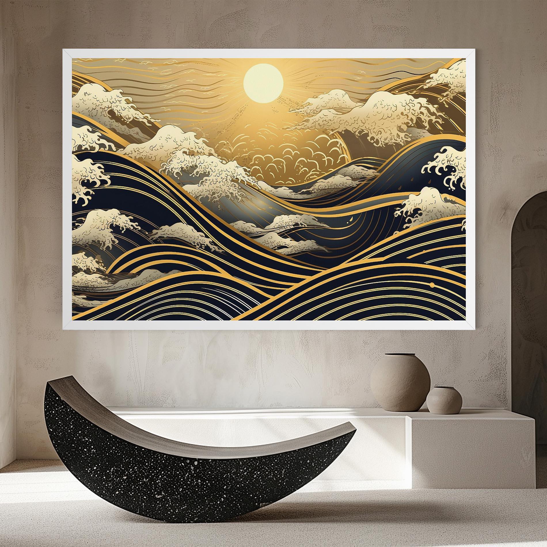 Tablou Canvas Gold Waves Landscape mockup 8