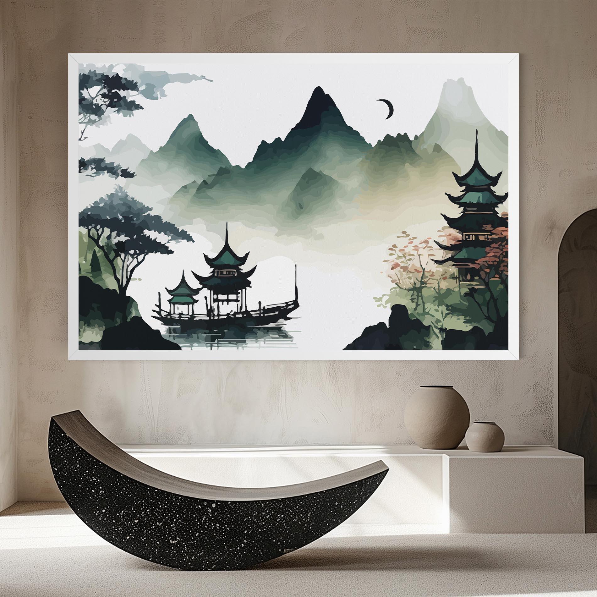 Tablou Canvas Green Mountain Moon mockup 8