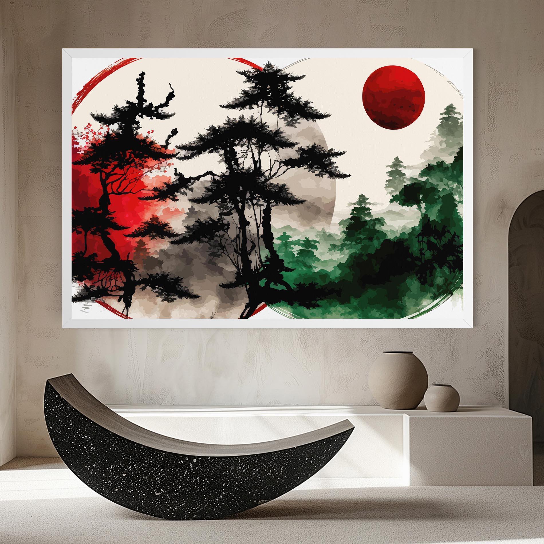 Tablou Canvas Green Red Tree Art mockup 8