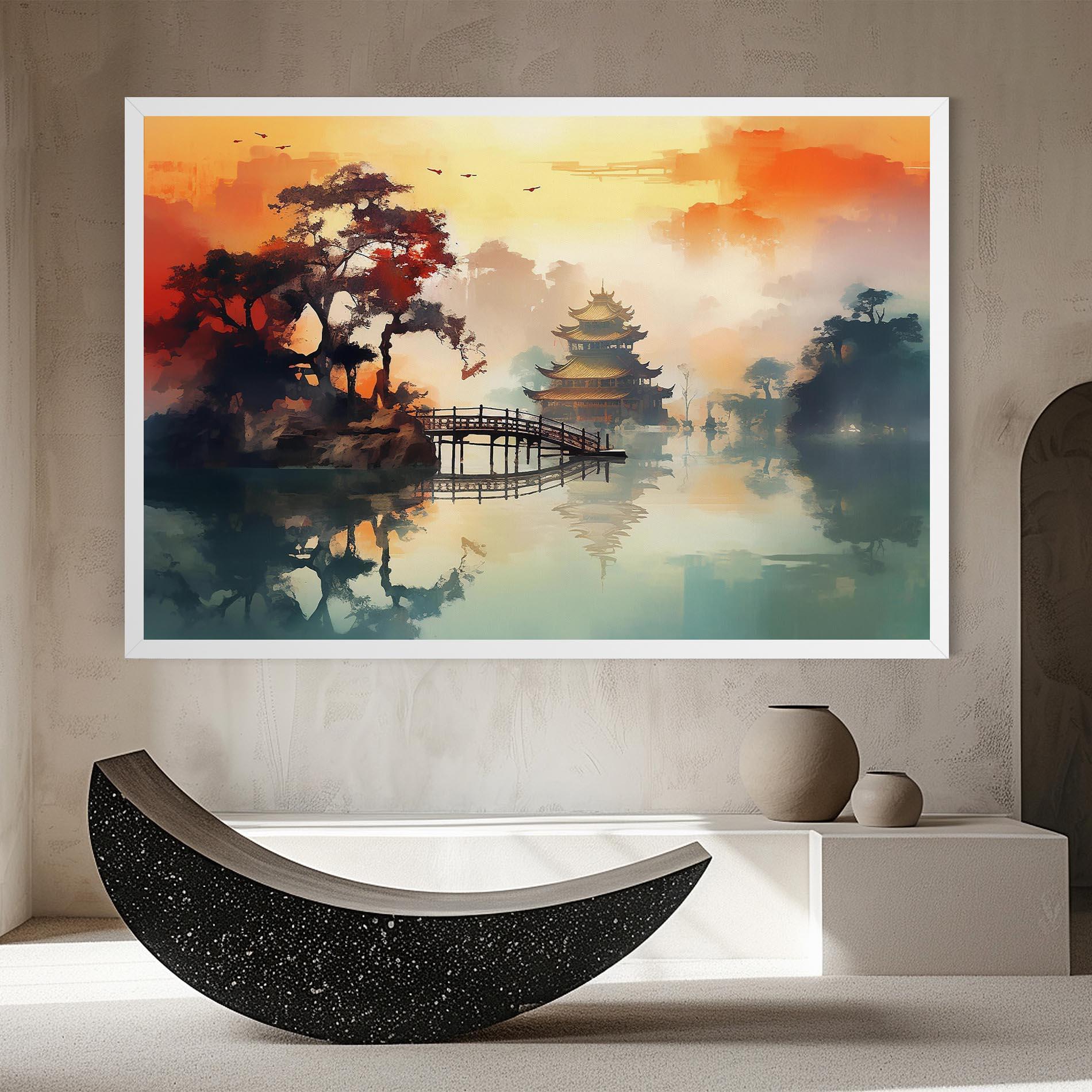 Tablou Canvas Sunset Fog Water mockup 8