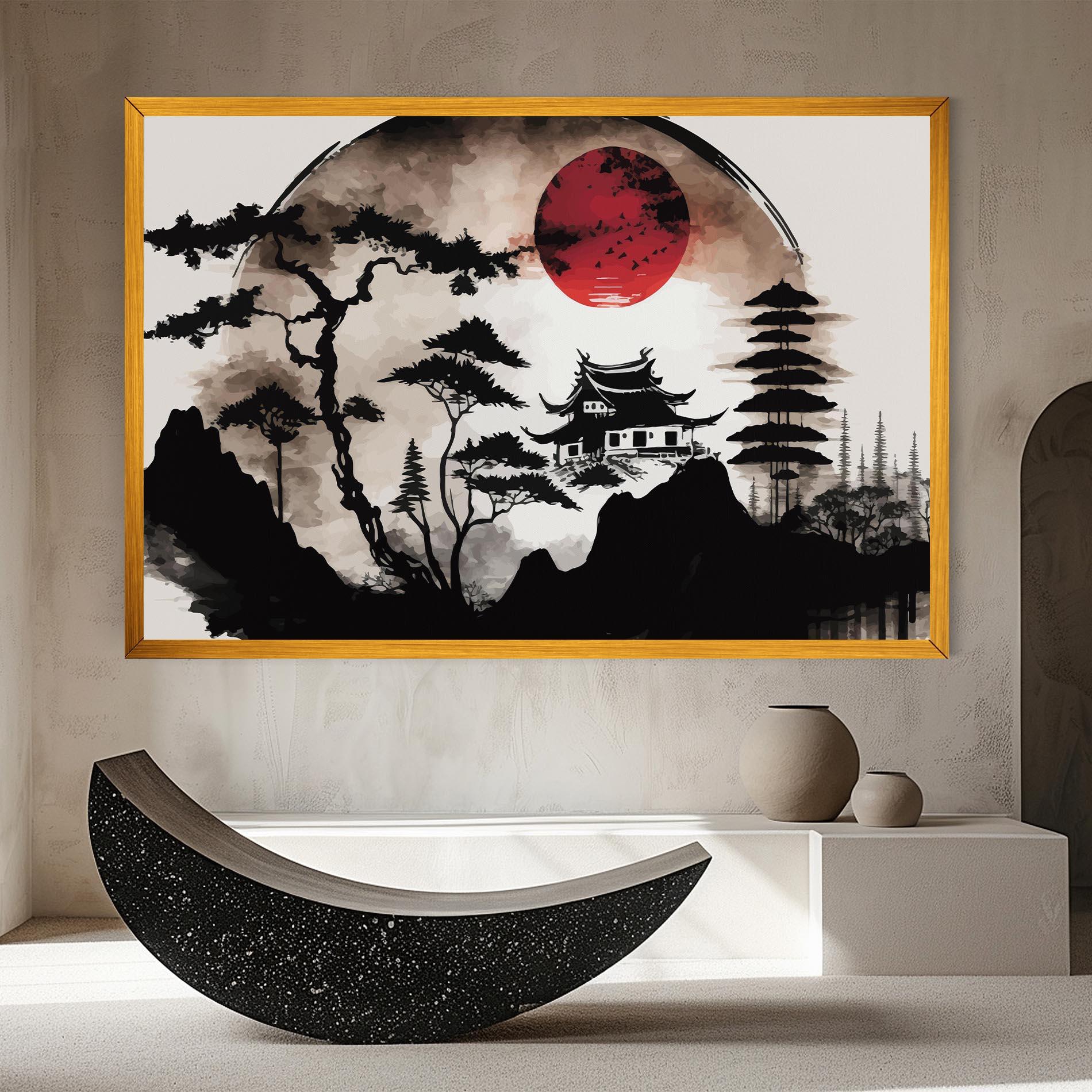 Tablou Canvas Asian Red Moon mockup 8