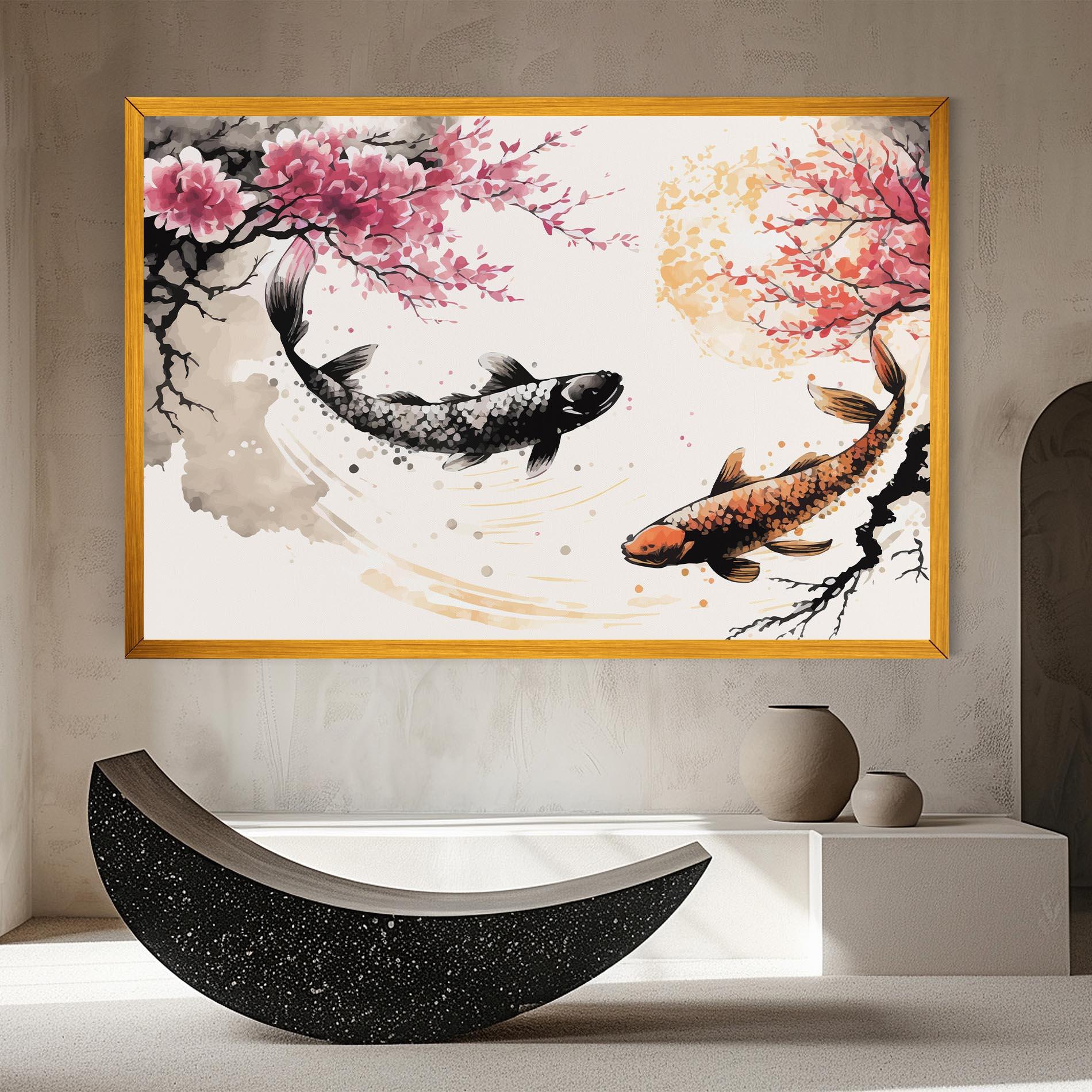 Tablou Canvas Asiatic Flower Fish mockup 8