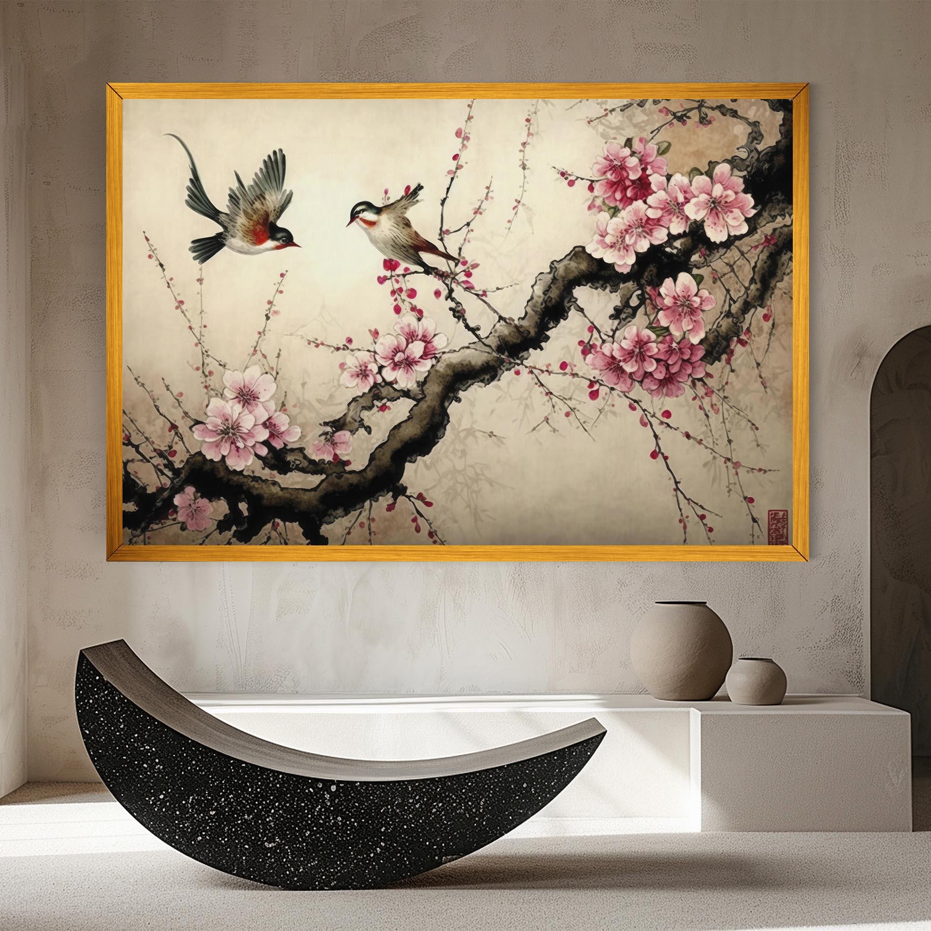 Tablou Canvas Cherry Blossom Birds mockup 8