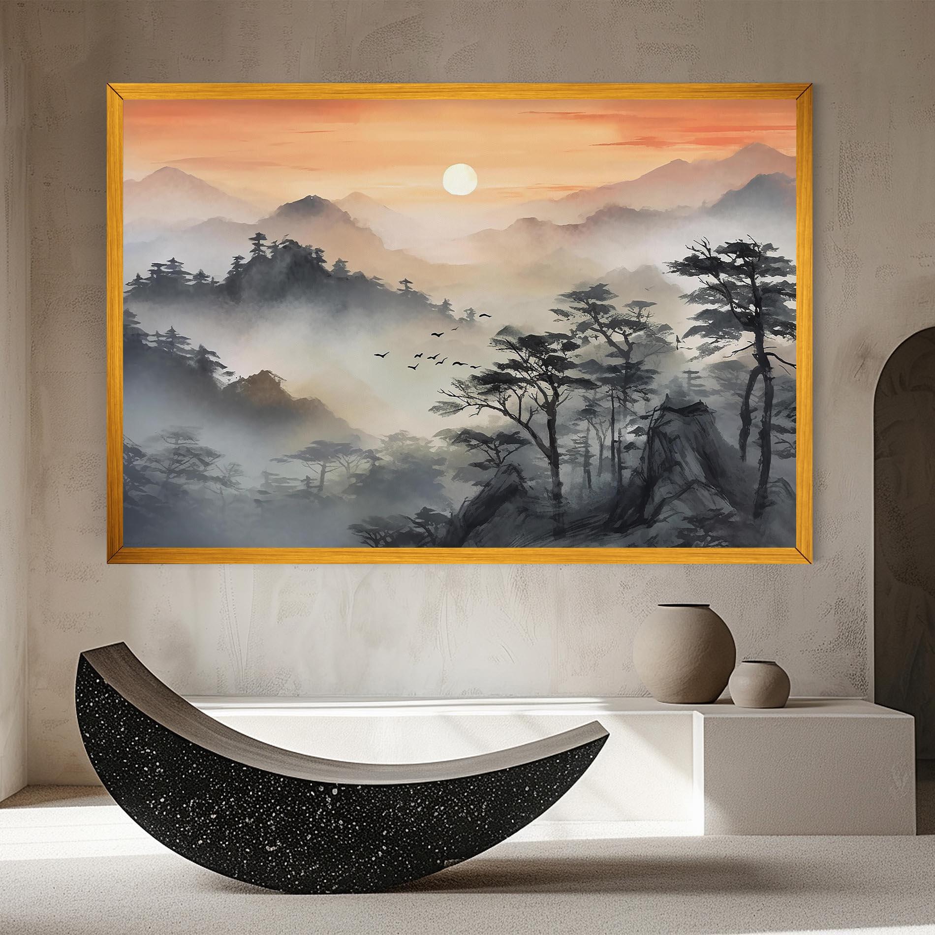 Tablou Canvas Sunset Fog mockup 8