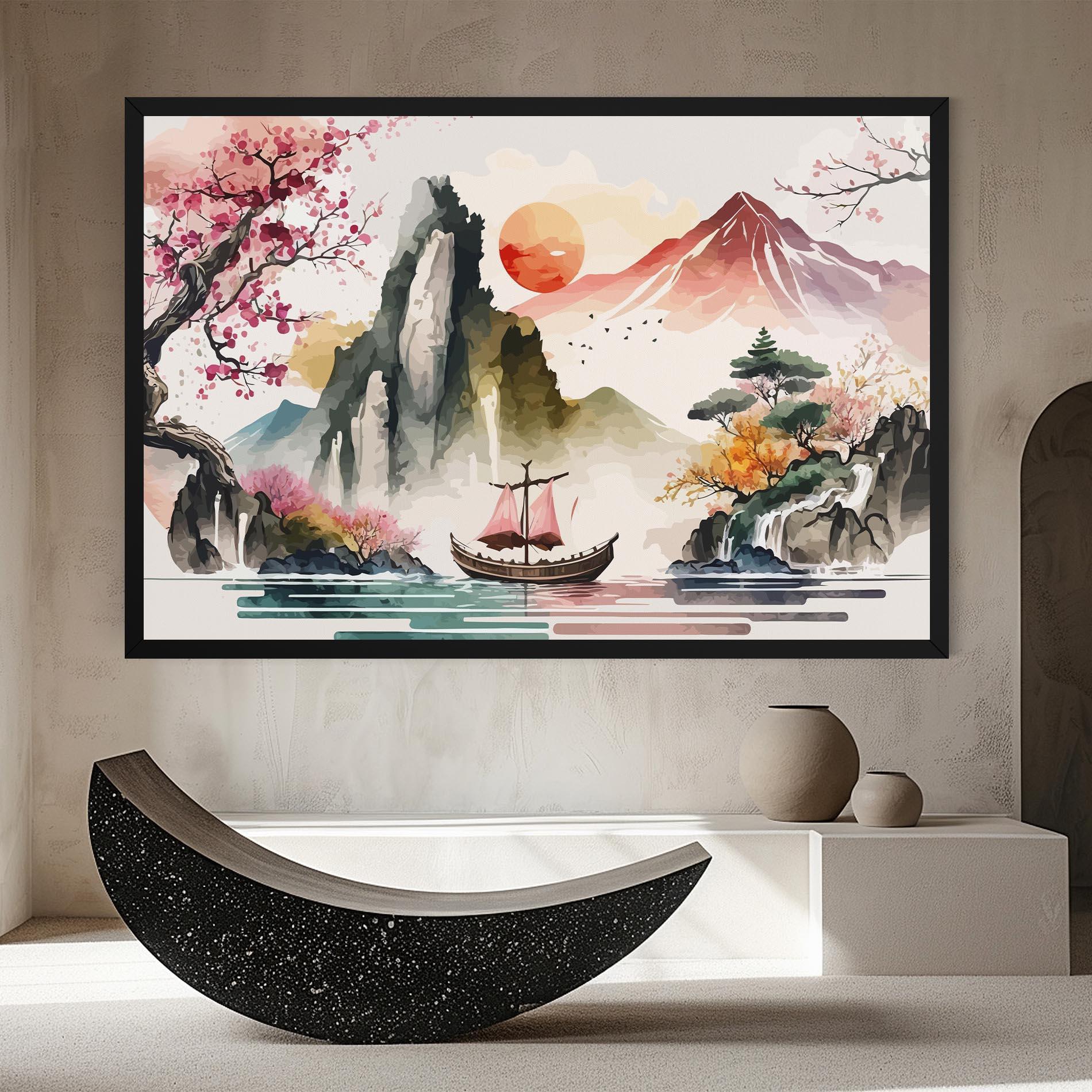 Tablou Canvas Asian Orange Sunset mockup 8