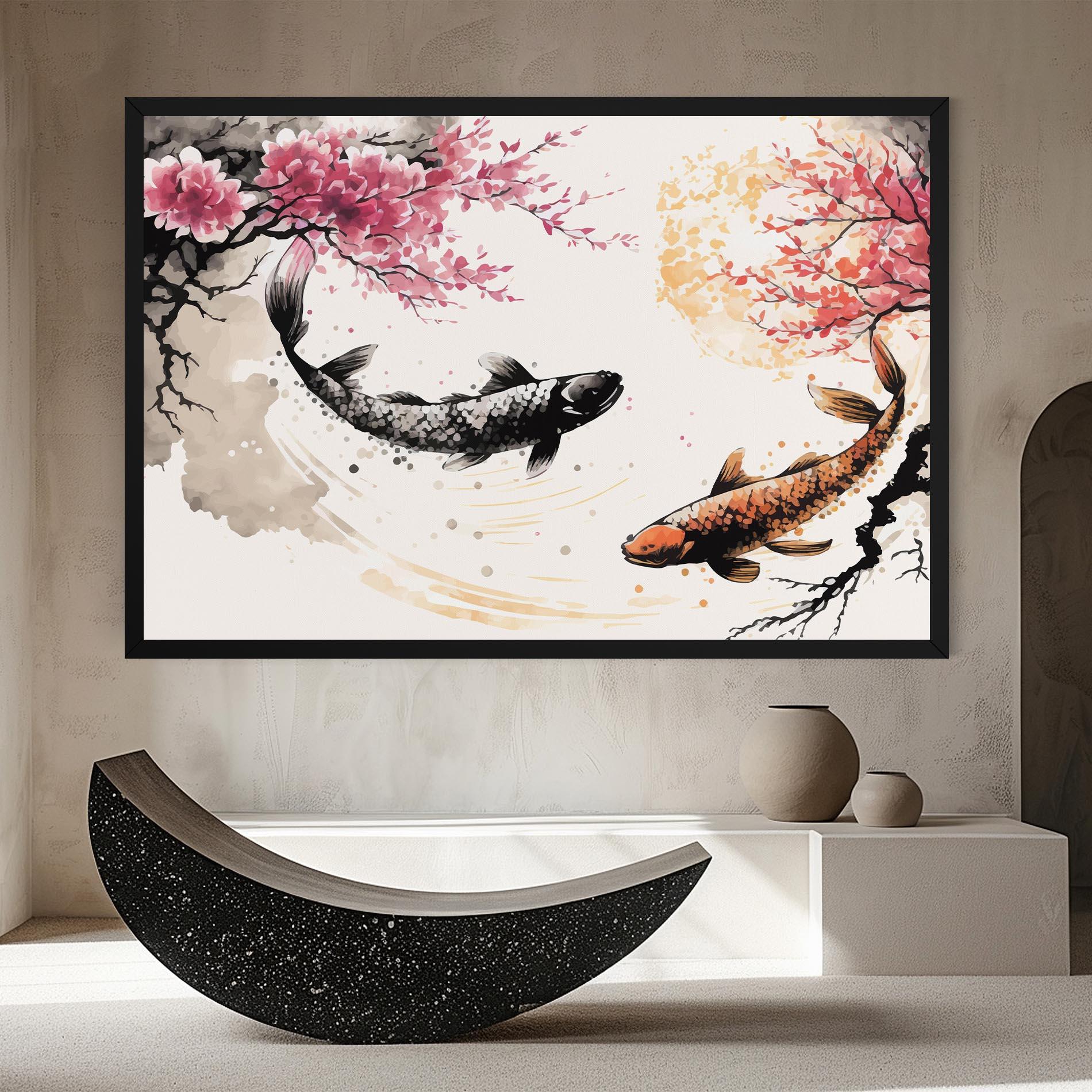 Tablou Canvas Asiatic Flower Fish mockup 8