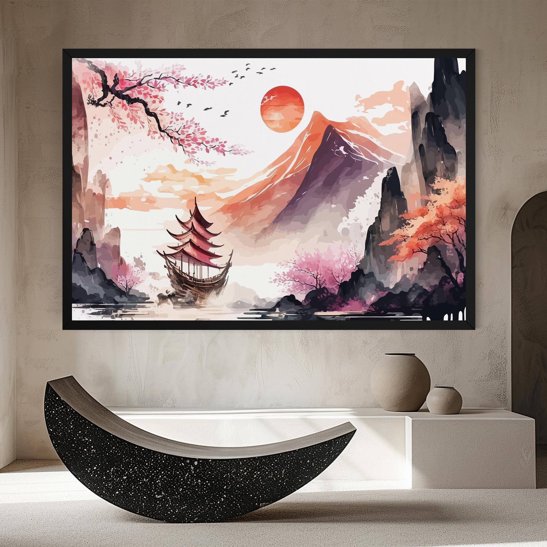 Tablou Canvas Asiatic Purple Mountain mockup 8