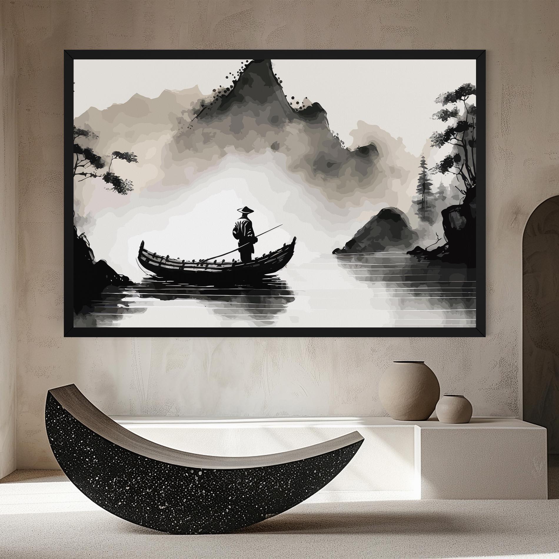 Tablou Canvas Black Ink Boat mockup 8