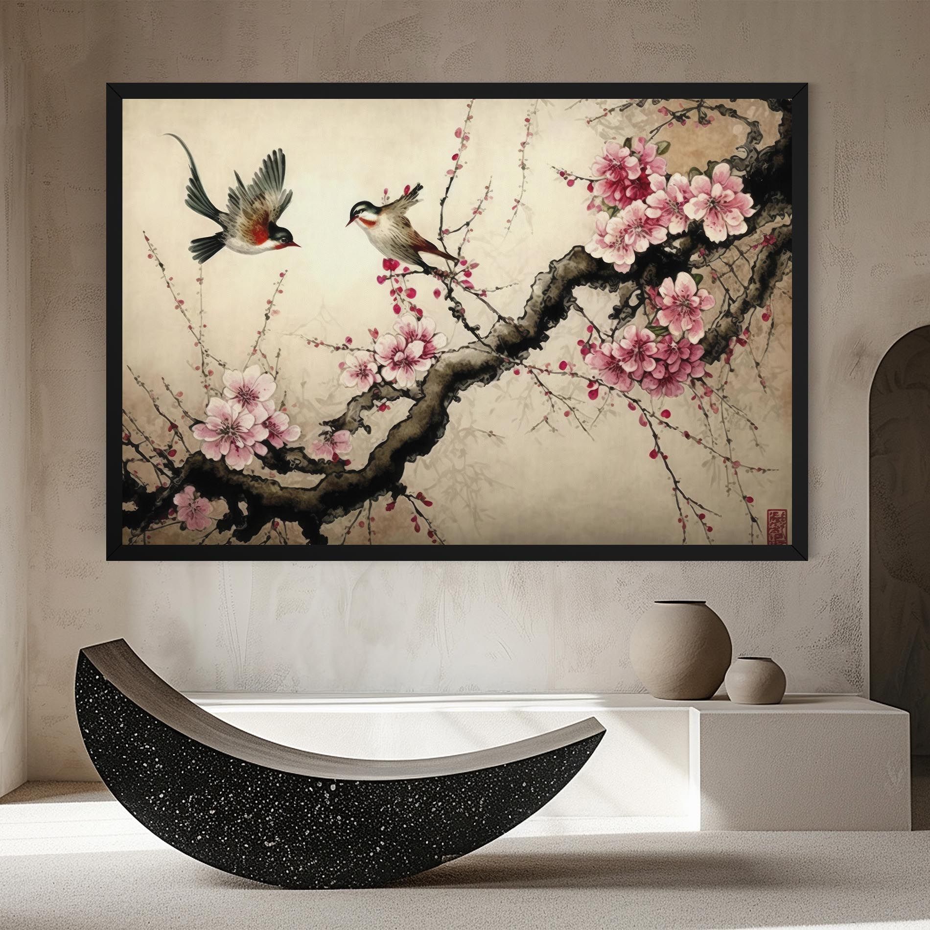 Cherry Blossom Birds mockup 8