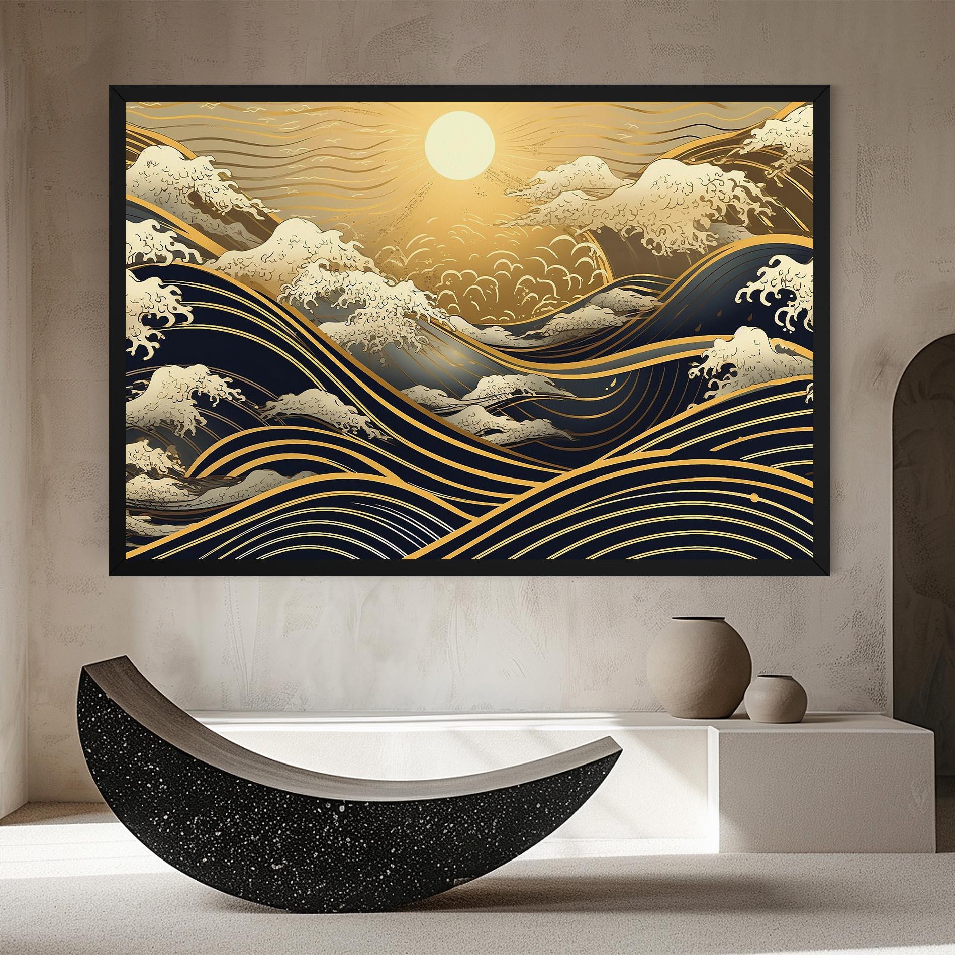 Tablou Canvas Gold Waves Landscape mockup 8