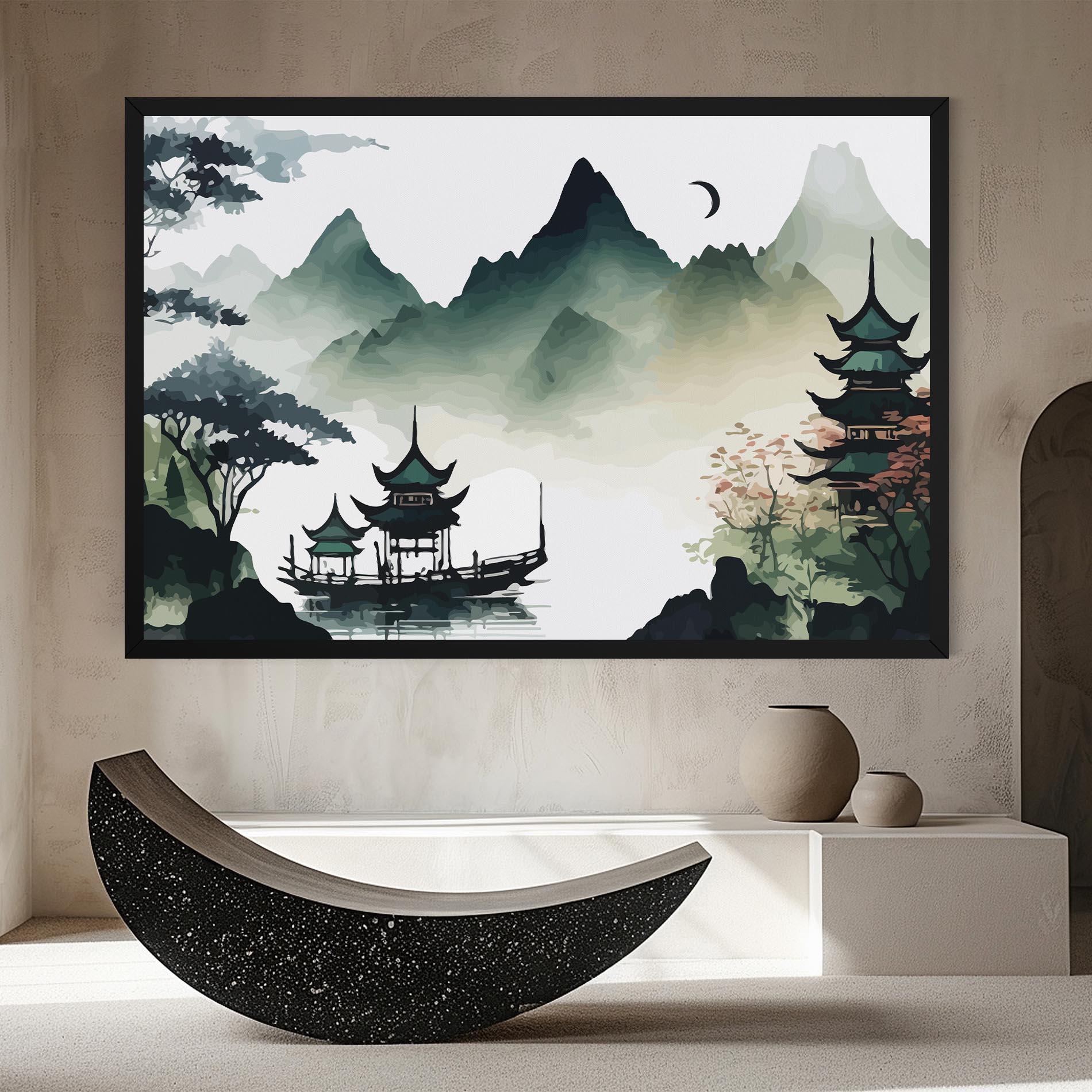 Tablou Canvas Green Mountain Moon mockup 8