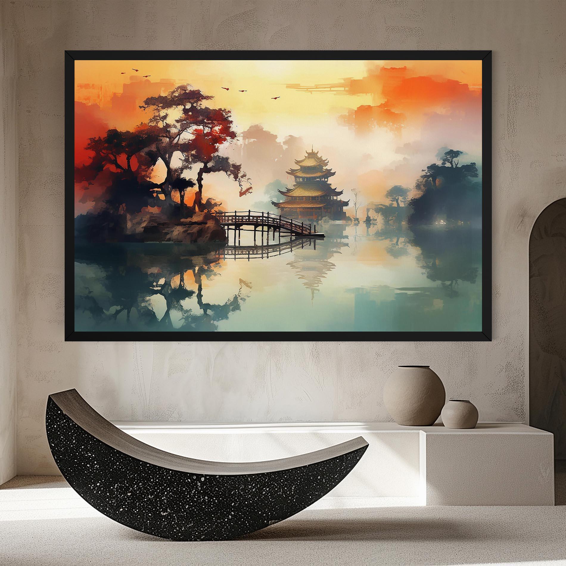 Tablou Canvas Sunset Fog Water mockup 8