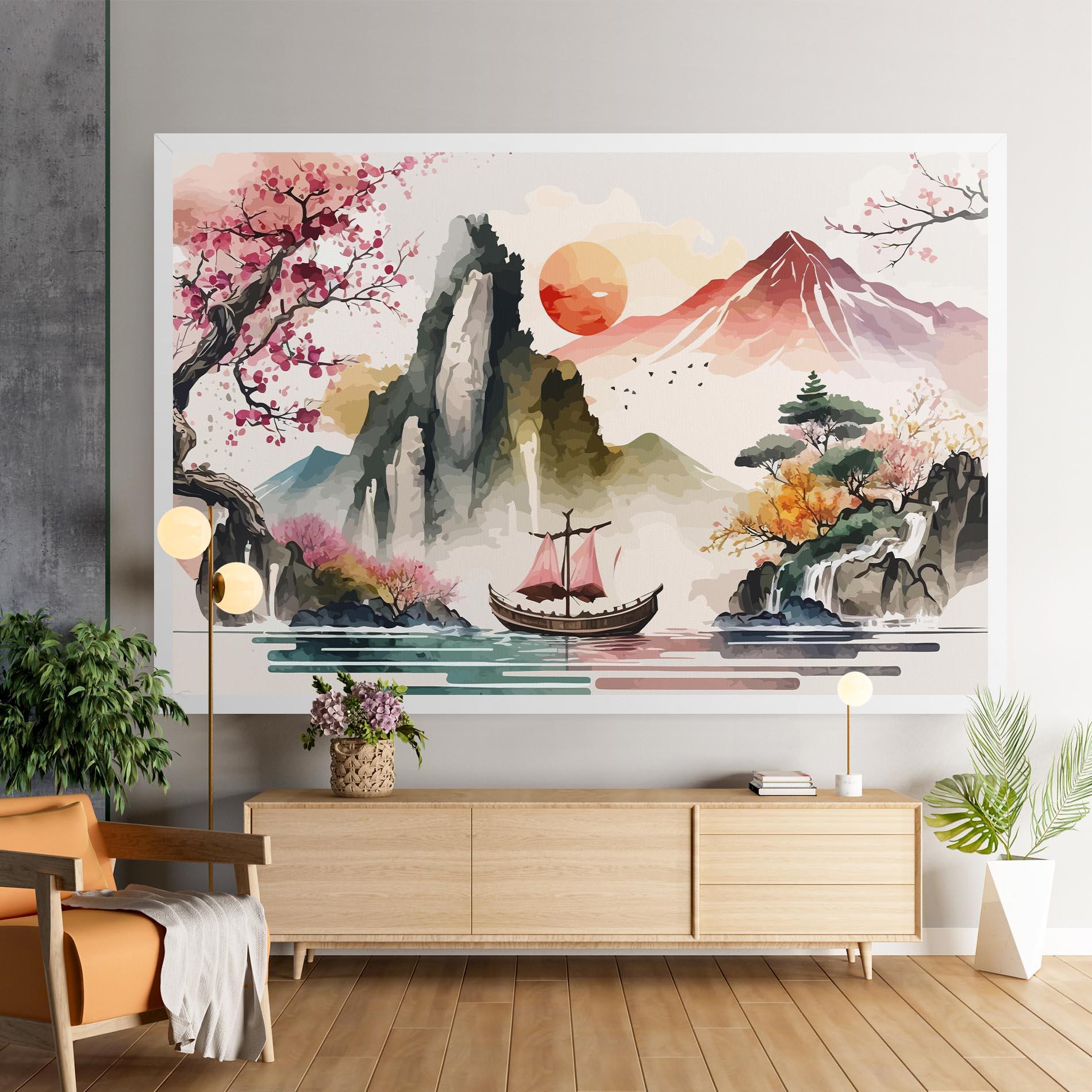 Tablou Canvas Asian Orange Sunset mockup 9