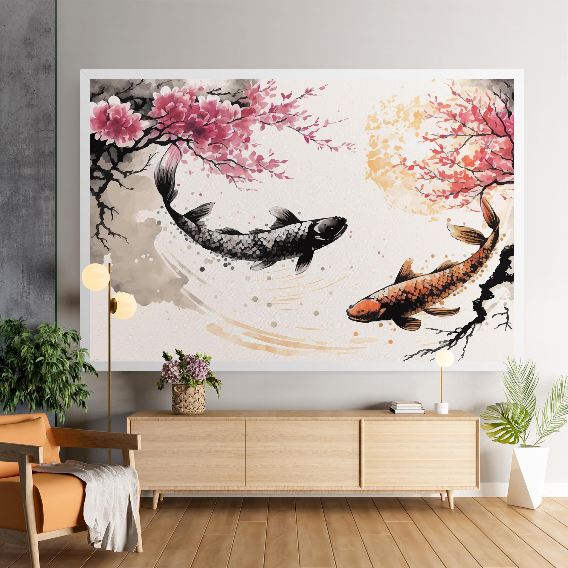 Tablou Canvas Asiatic Flower Fish mockup 9