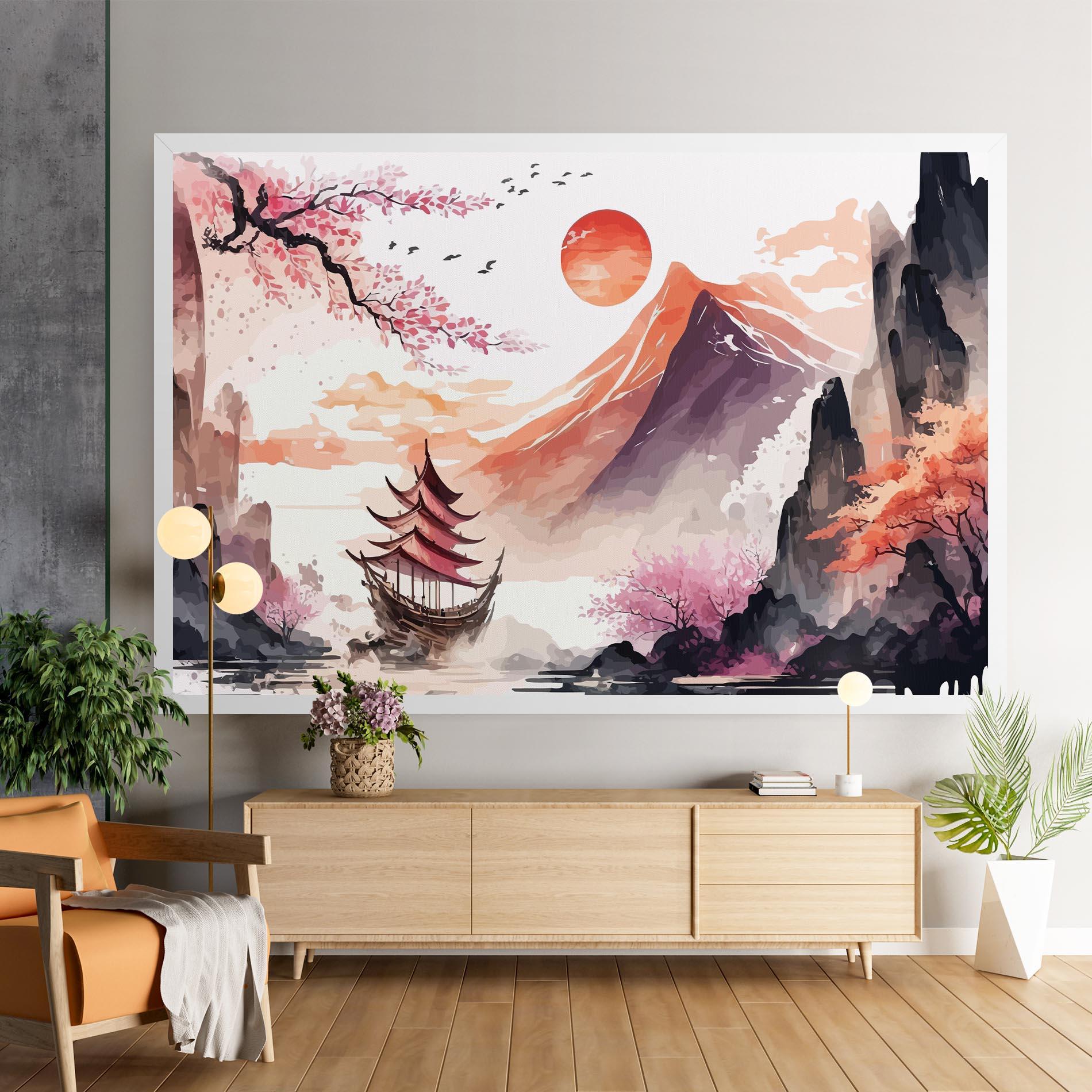 Tablou Canvas Asiatic Purple Mountain mockup 9