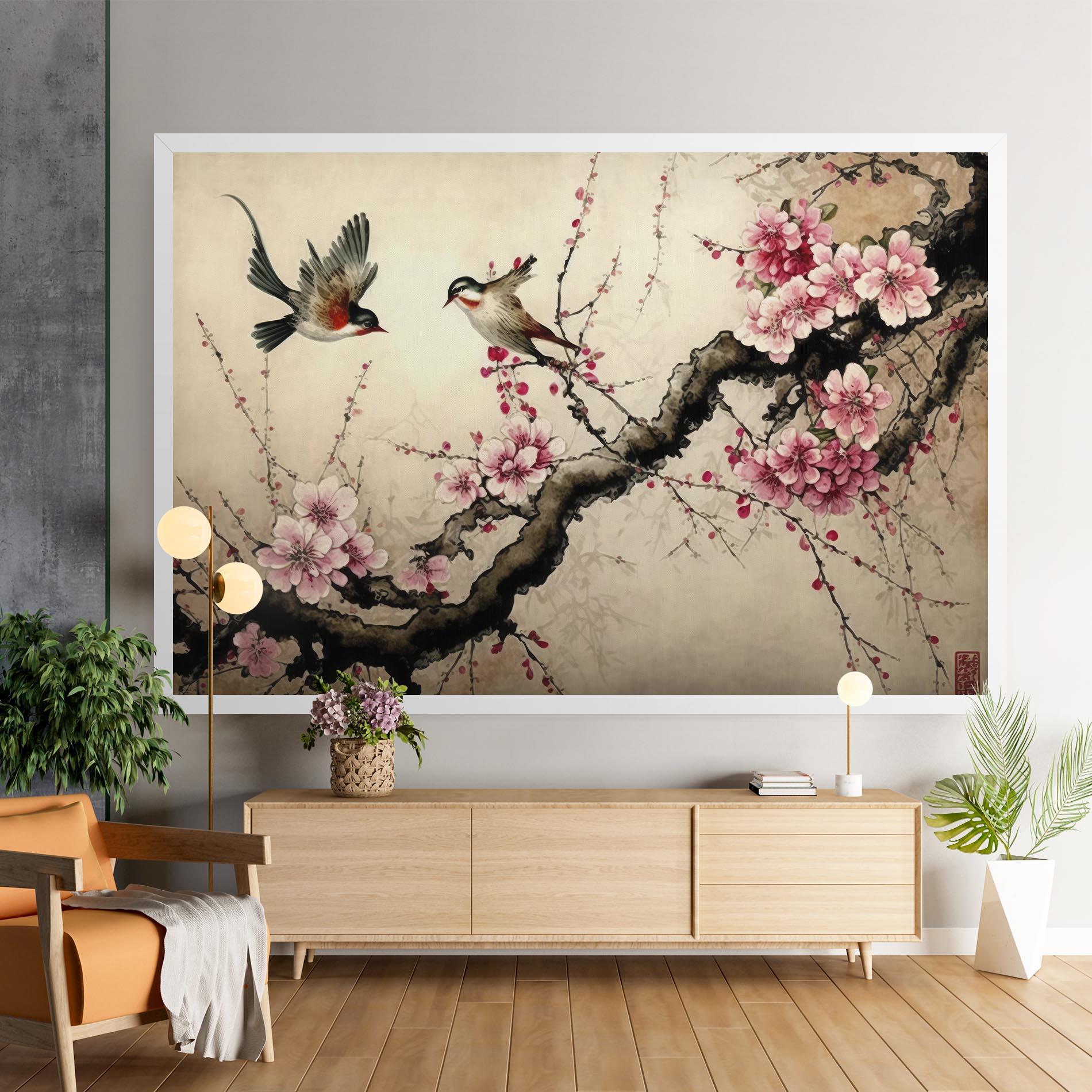Tablou Canvas Cherry Blossom Birds mockup 9