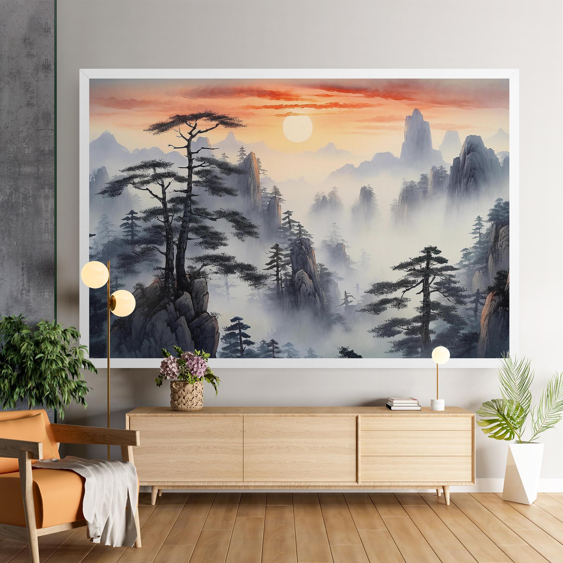 Tablou Canvas Fog Trees mockup 9