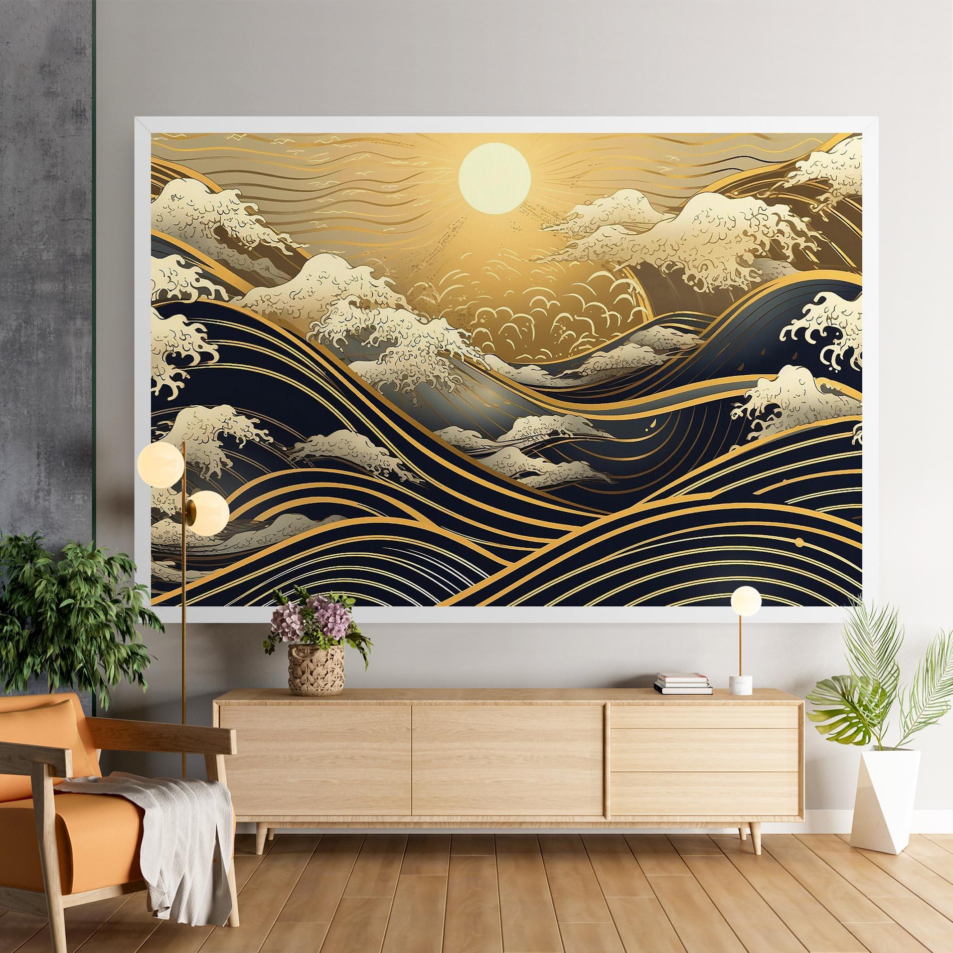 Tablou Canvas Gold Waves Landscape mockup 9
