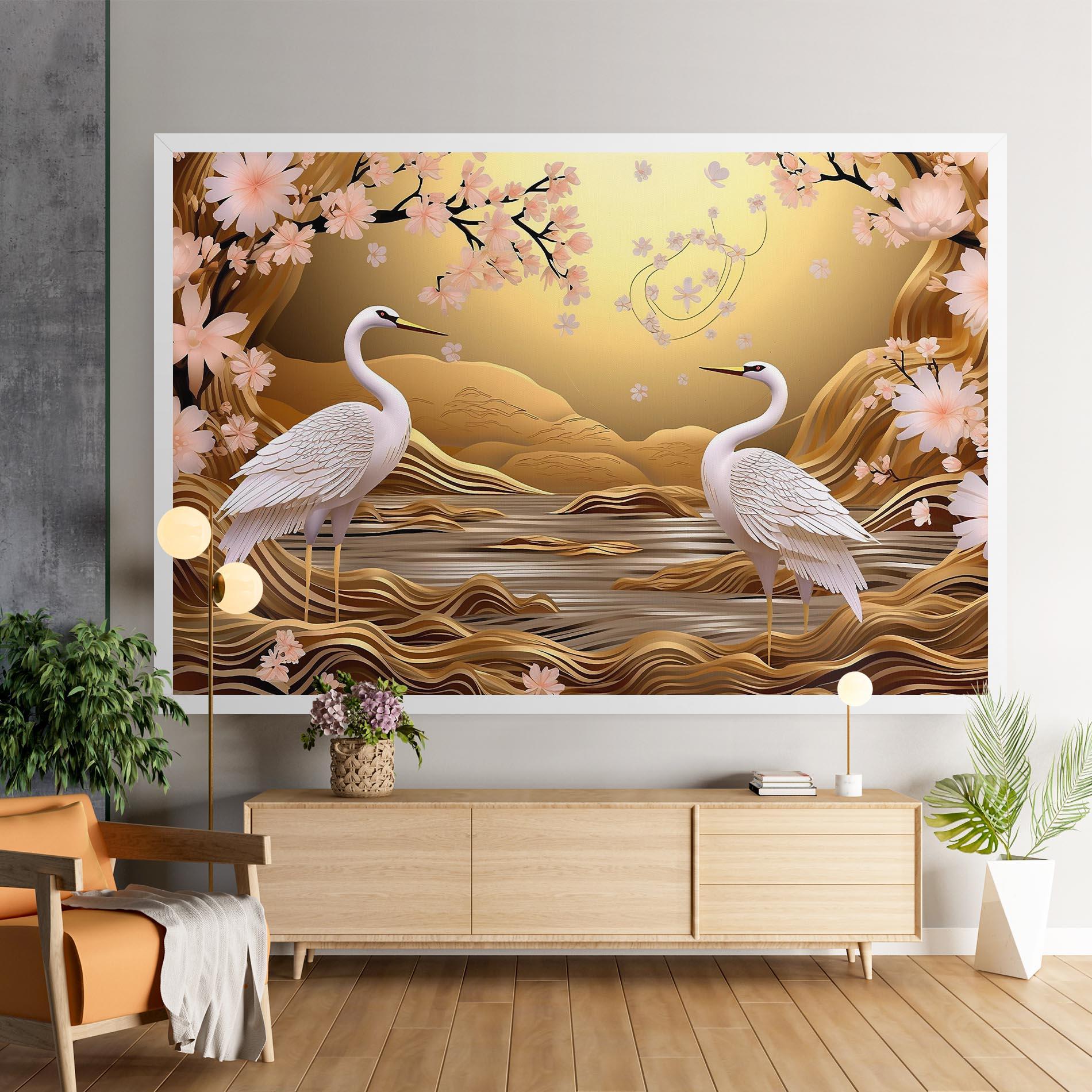 Tablou Canvas Pink Chinese Flowers mockup 9