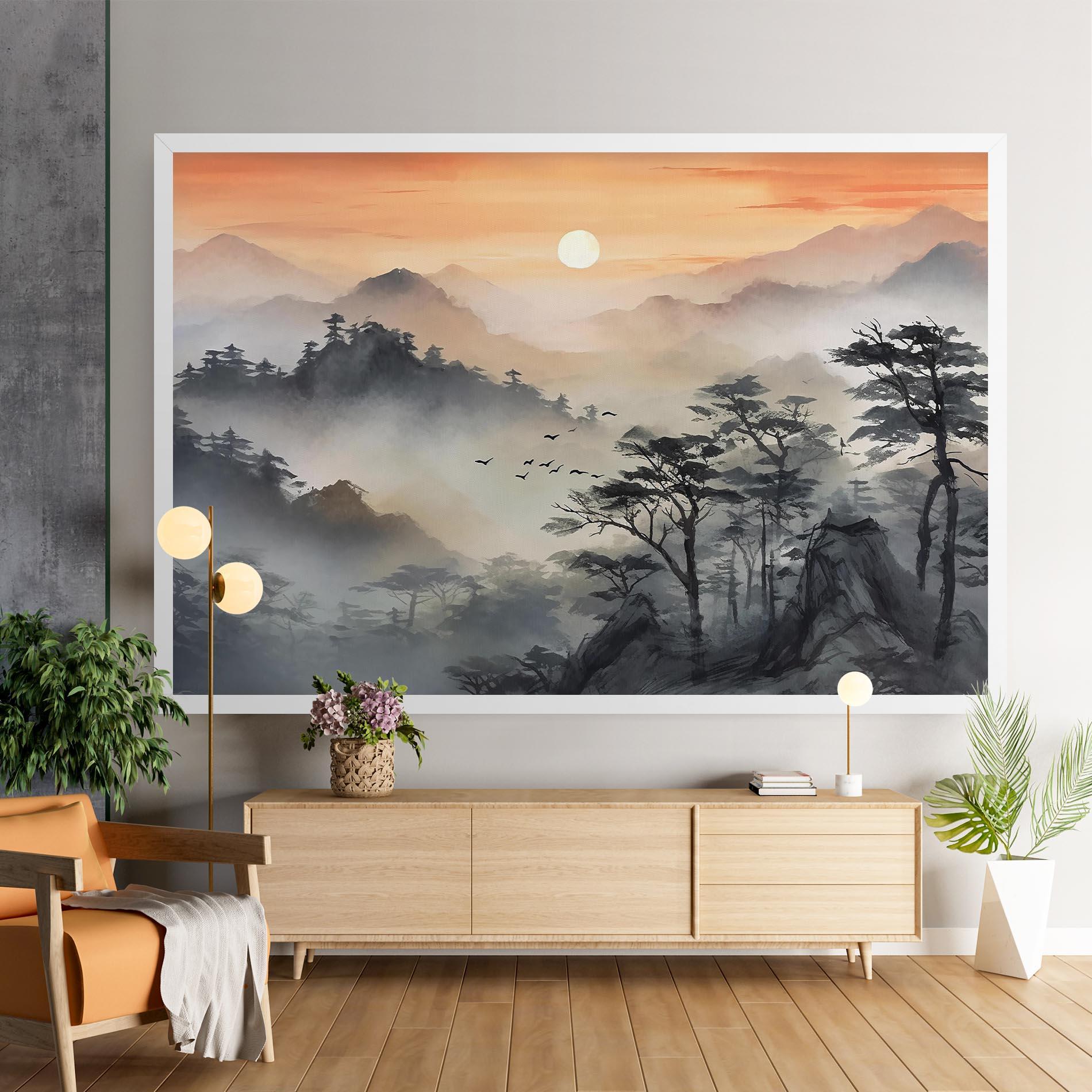 Tablou Canvas Sunset Fog mockup 9