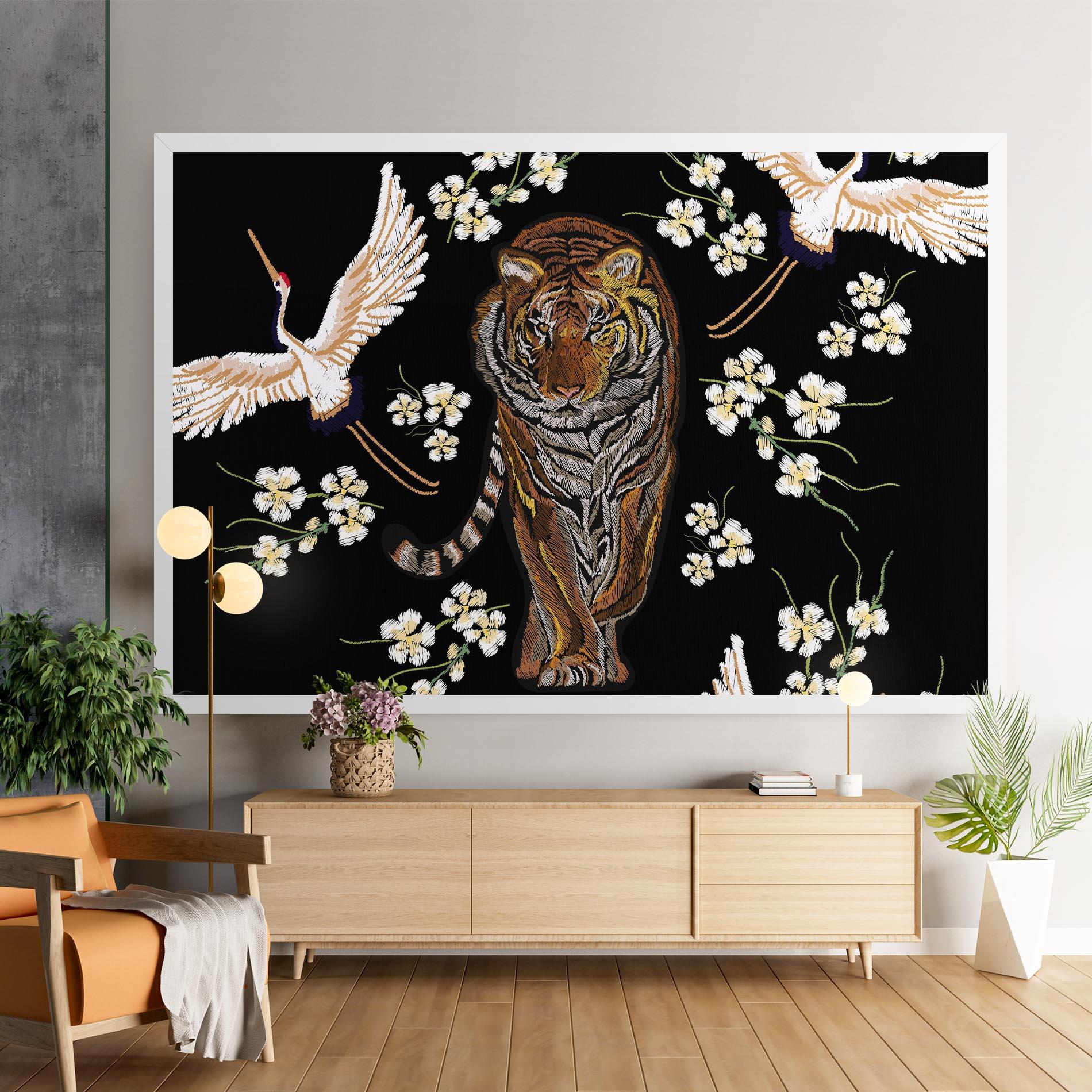 Tablou Canvas Tiger Birds Art mockup 9