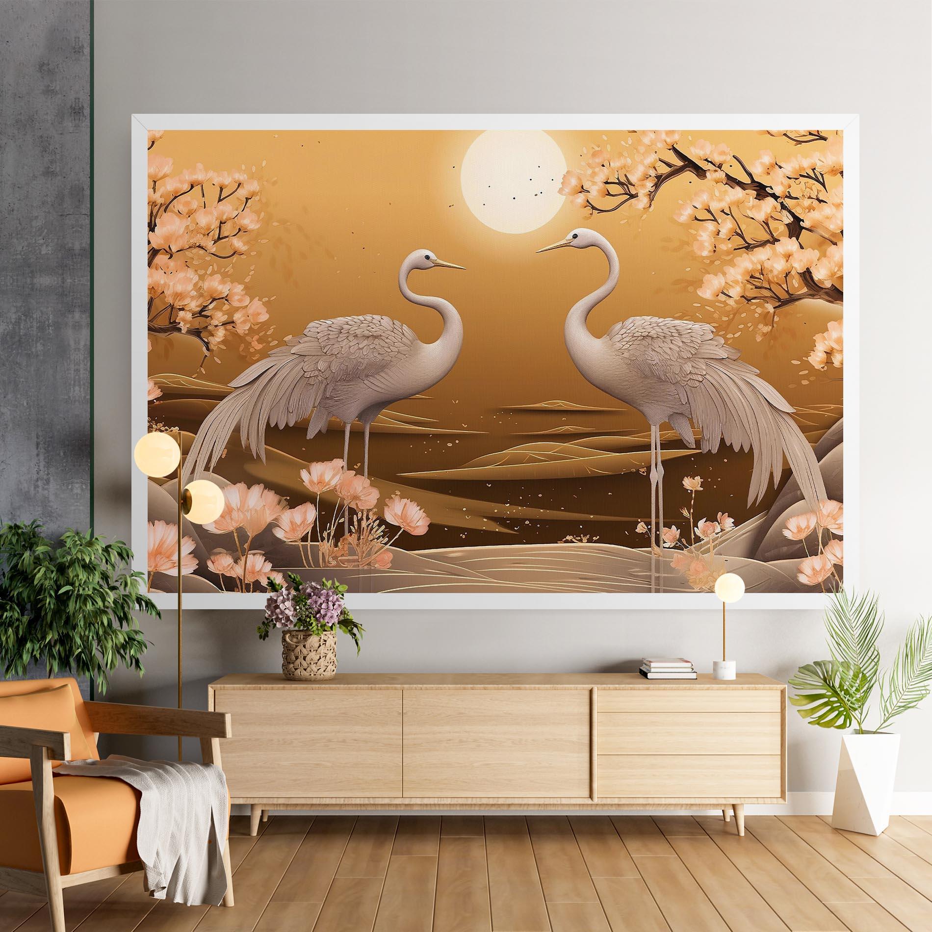 Tablou Canvas White Chinese Birds mockup 9