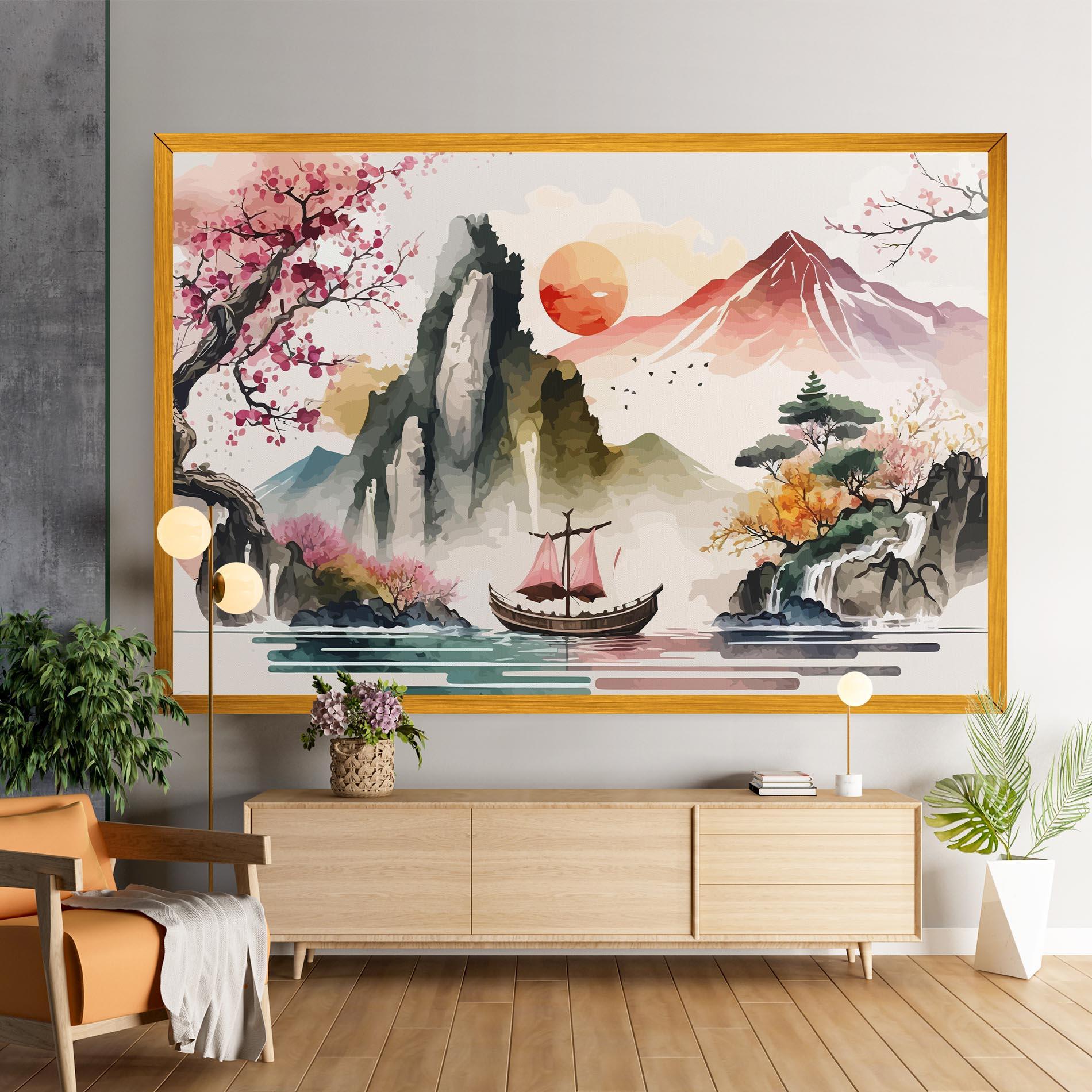 Tablou Canvas Asian Orange Sunset mockup 9