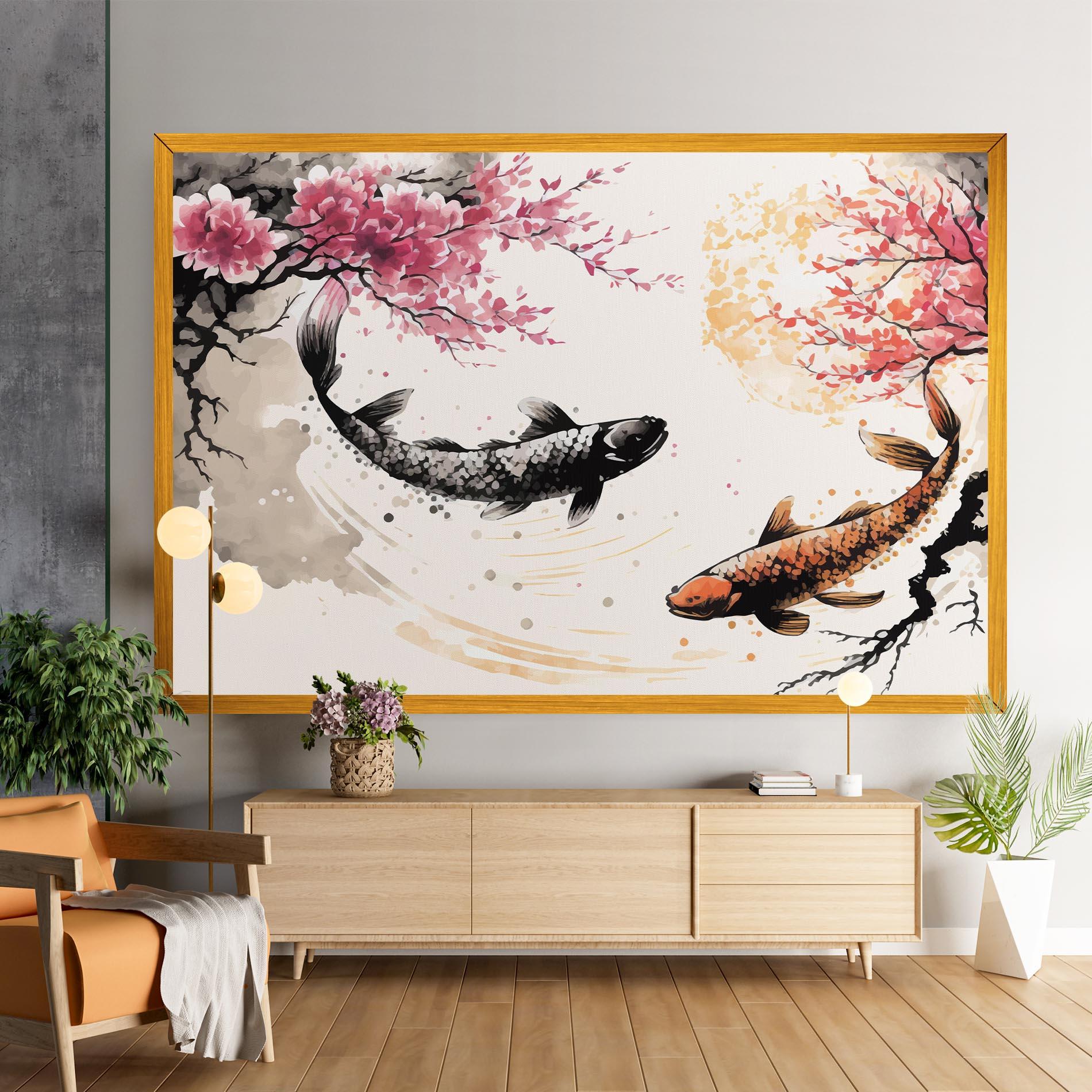 Tablou Canvas Asiatic Flower Fish mockup 9