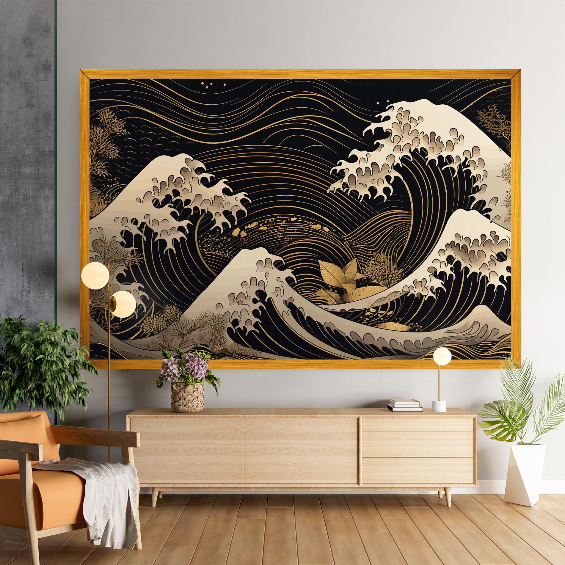 Tablou Canvas Asiatic Gold Wave mockup 9