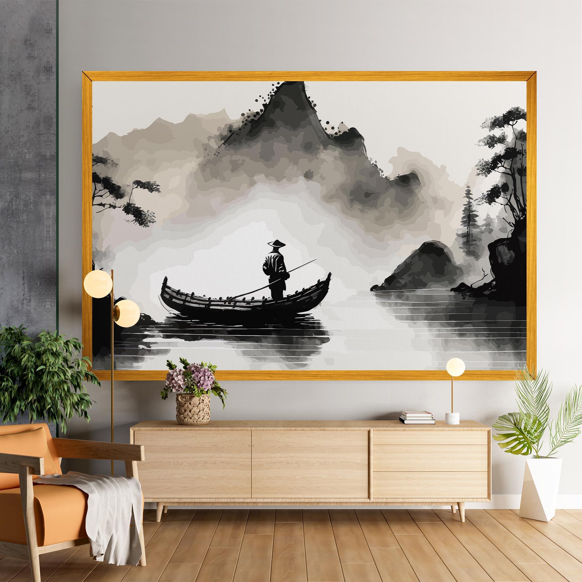 Tablou Canvas Black Ink Boat mockup 9