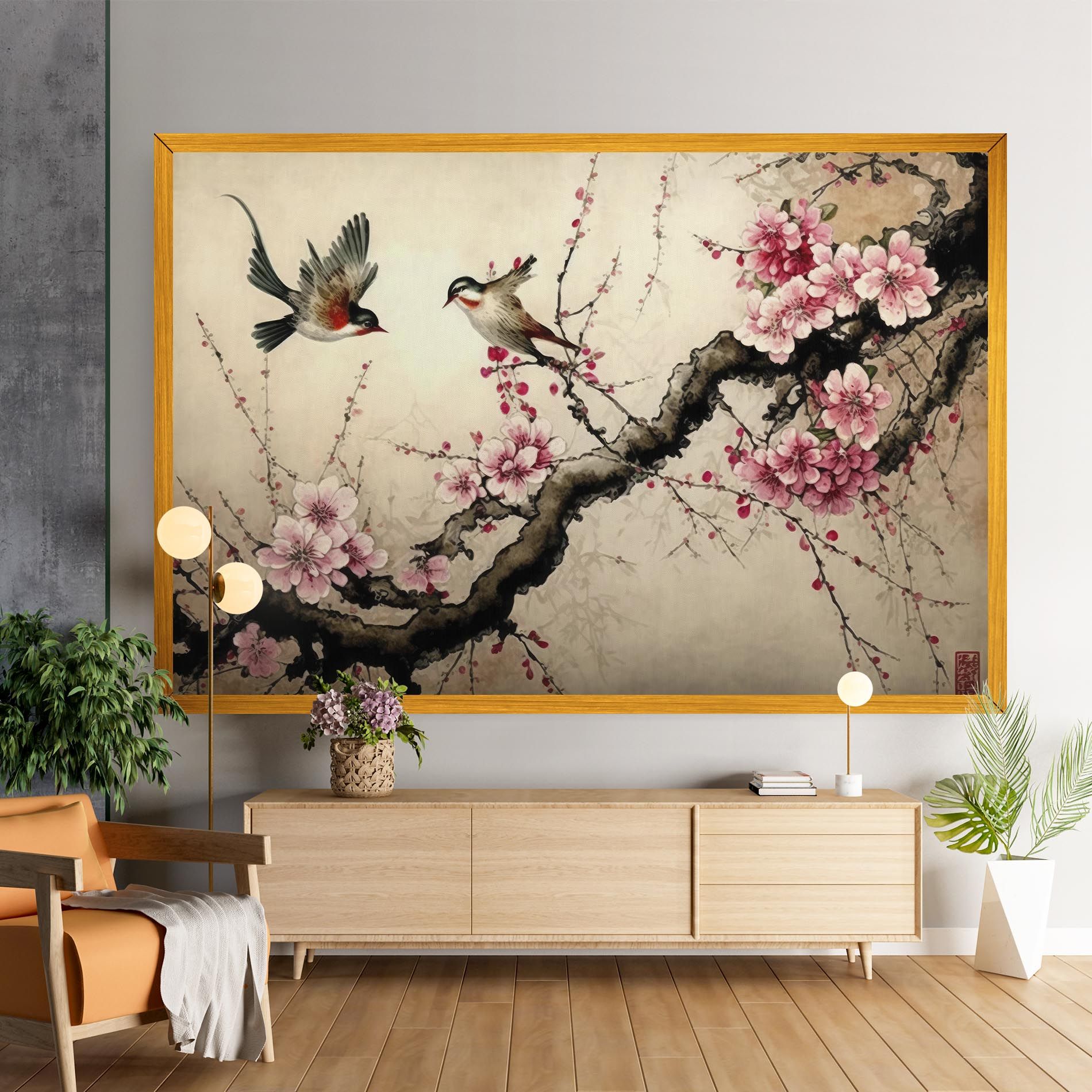 Cherry Blossom Birds mockup 9