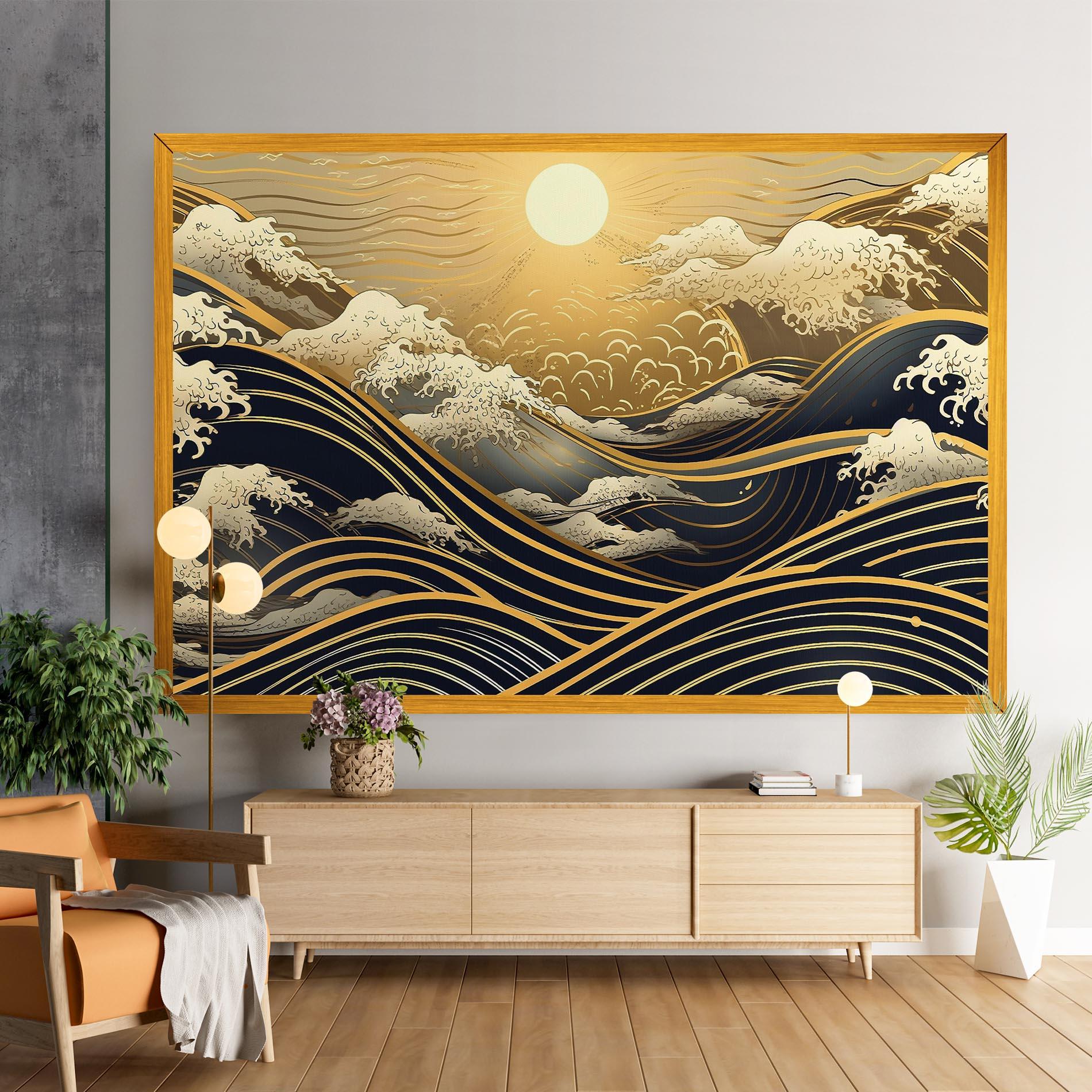 Tablou Canvas Gold Waves Landscape mockup 9