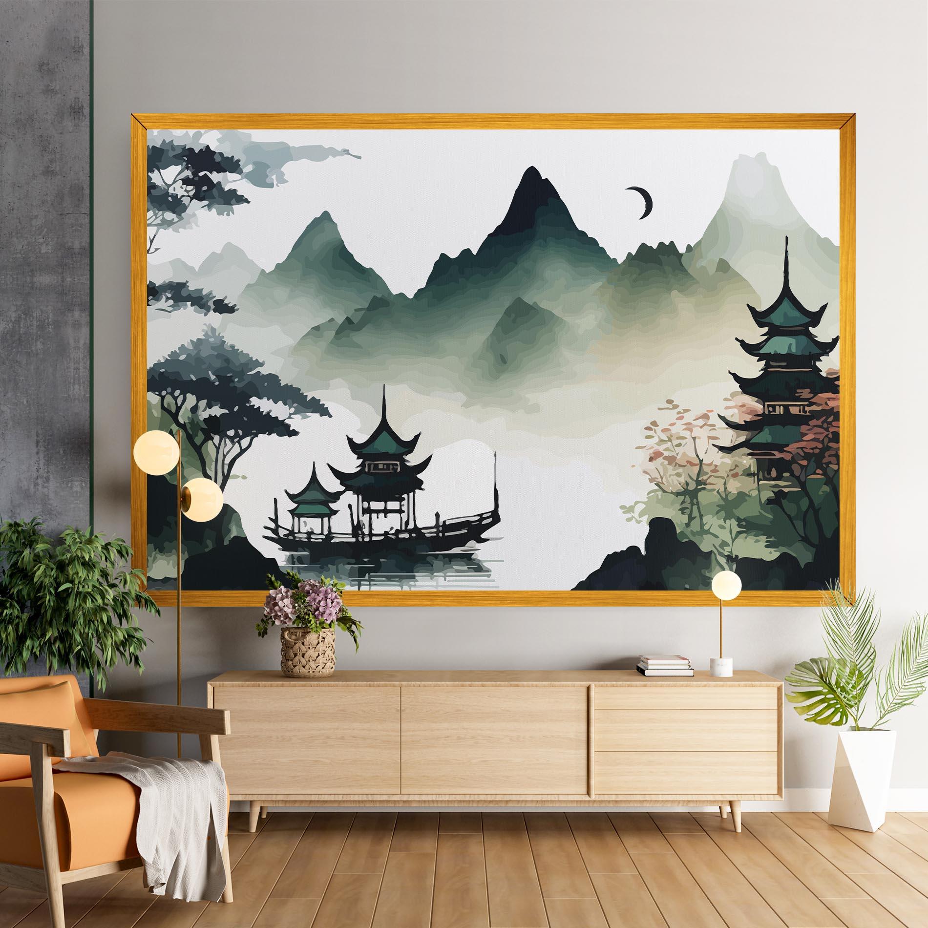 Tablou Canvas Green Mountain Moon mockup 9