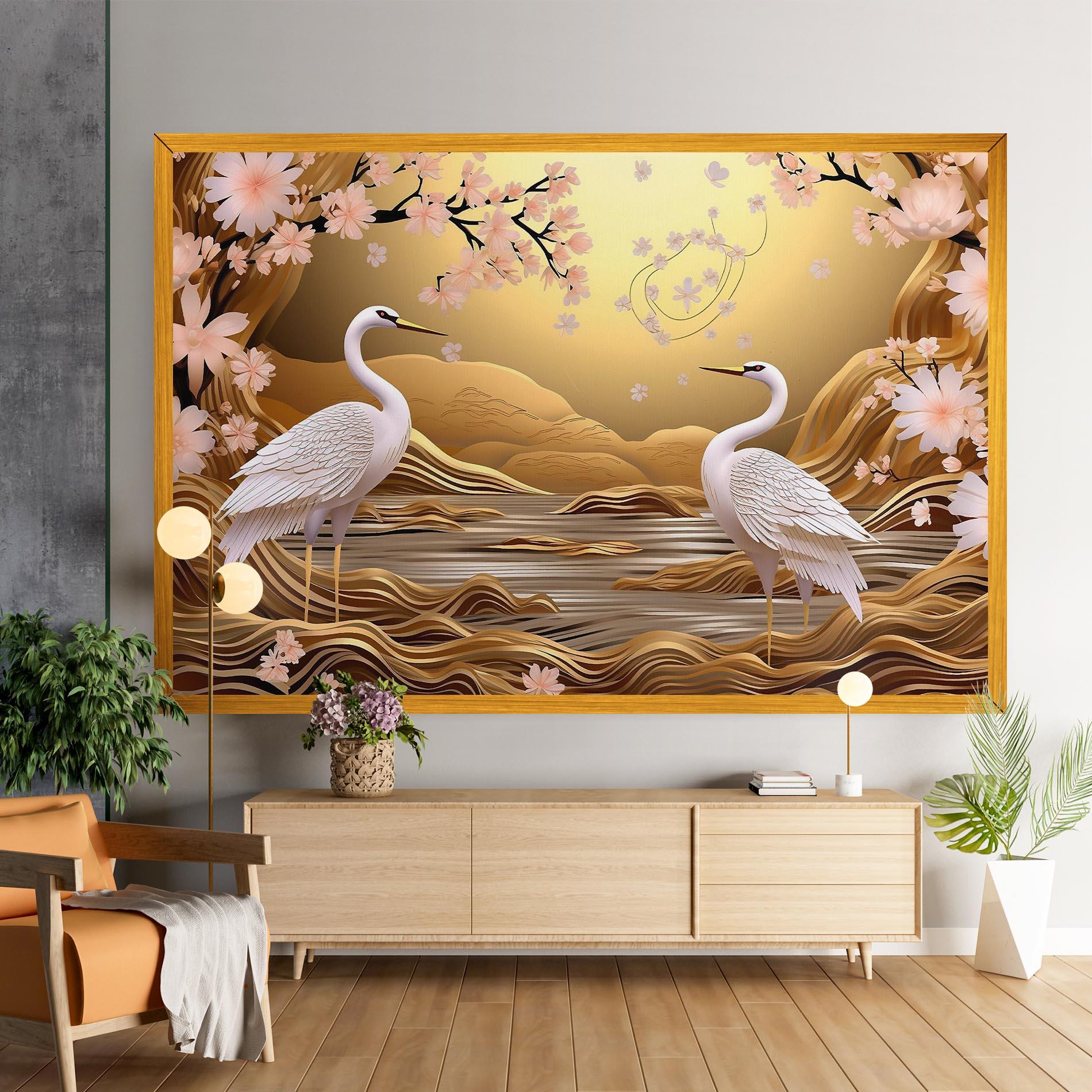 Tablou Canvas Pink Chinese Flowers mockup 9
